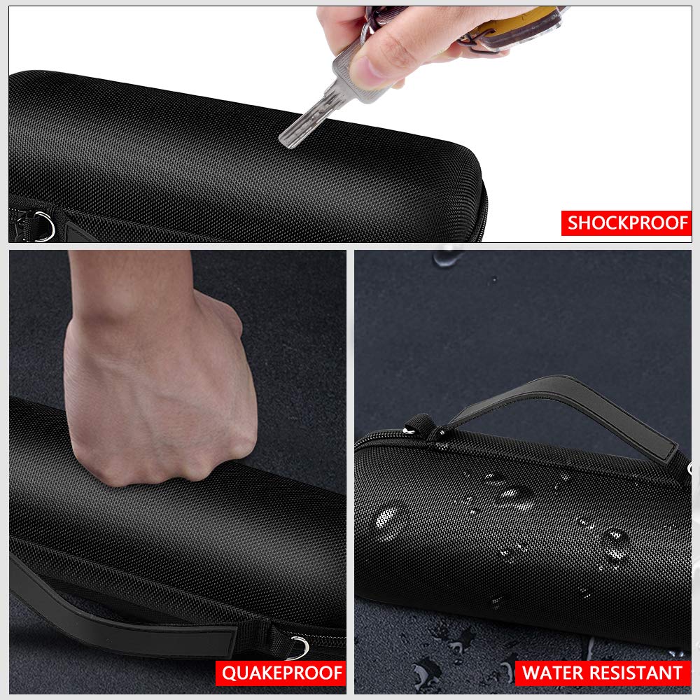 JBL Charge 4/5 Waterproof Bluetooth Speaker Hard Travel Case - Protective Storage Bag with Charger & USB Cable Compartment (Black) | Perfect for Outdoor Adventures, Beach Trips & Travel Protection