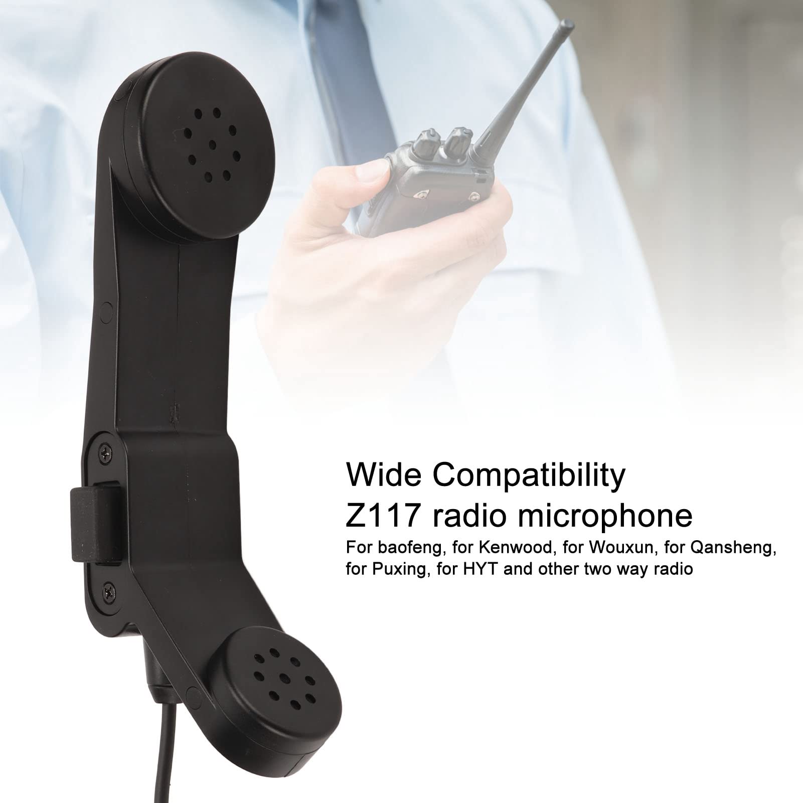 Professional Z117 Handheld Speaker Microphone with PTT Button - Compatible with BaoFeng UV-5R/UV-6R/UV-82HX/DM-5R, Kenwood & HYT Two-Way Radios - Ideal for Outdoor Adventures, Security Work & Emergency Communication