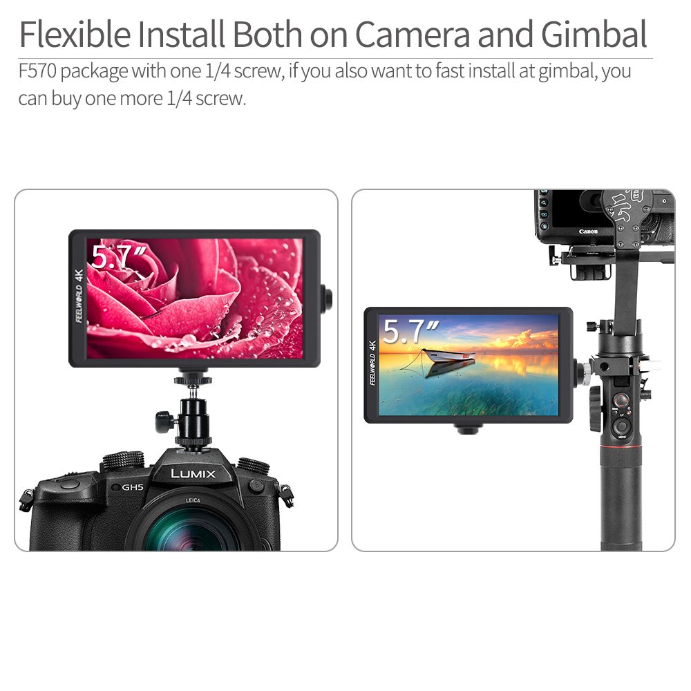 Feelworld 1/4 Inch Screw Lock Mount - Universal Camera & Stabilizer Mounting Point for Field Monitors (F5, FW568, S55, F450, F550, F570, FW450) - Perfect for DSLR, Mirrorless & Video Rig Setups