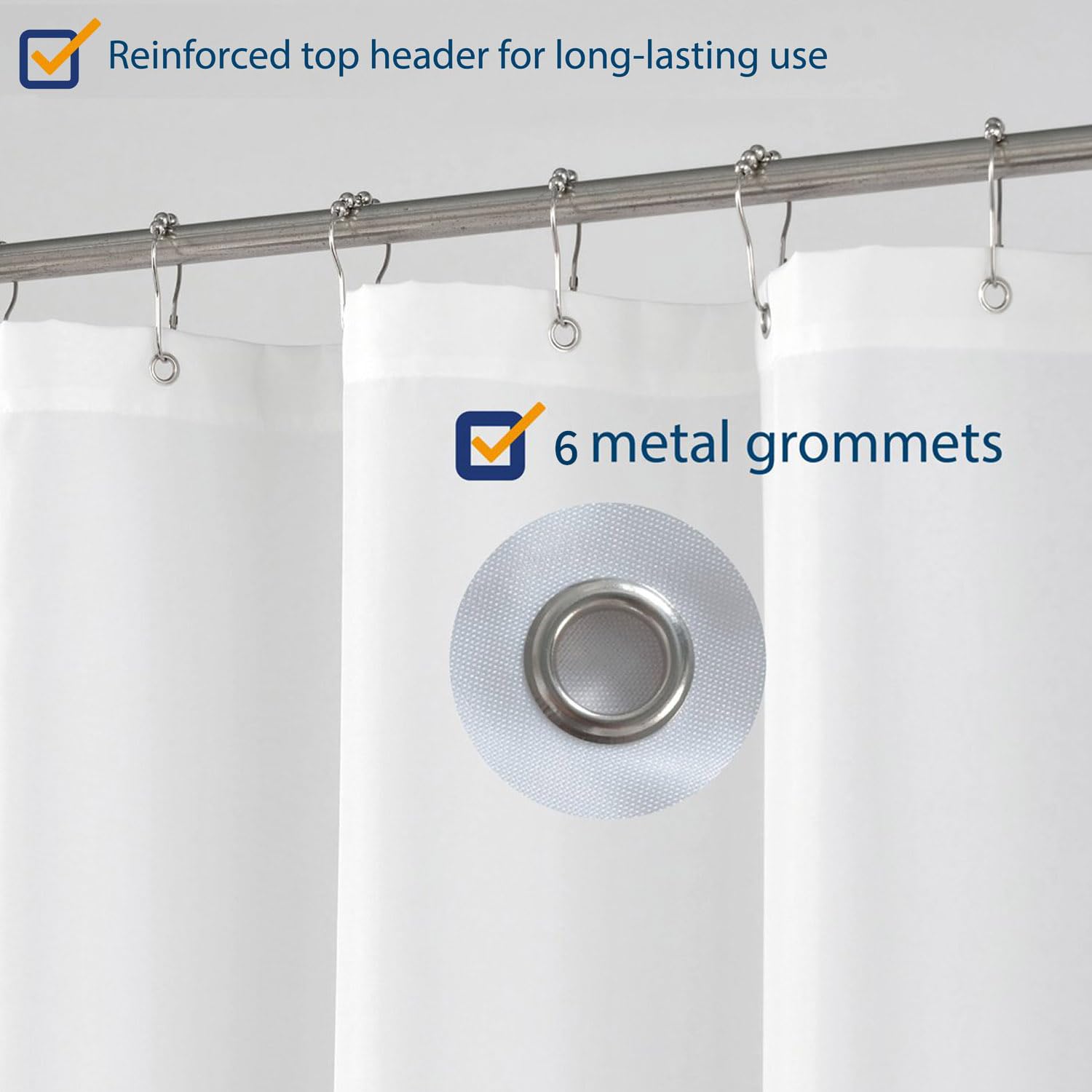 N&Y HOME Small Stall Shower Curtain Liner - 32 x 72 Inch Narrow Size Fabric Bathroom Curtain - Hotel Quality, Washable & Water Repellent White Shower Curtain with Grommets - Perfect for Small Bathrooms, RVs, and Tight Spaces