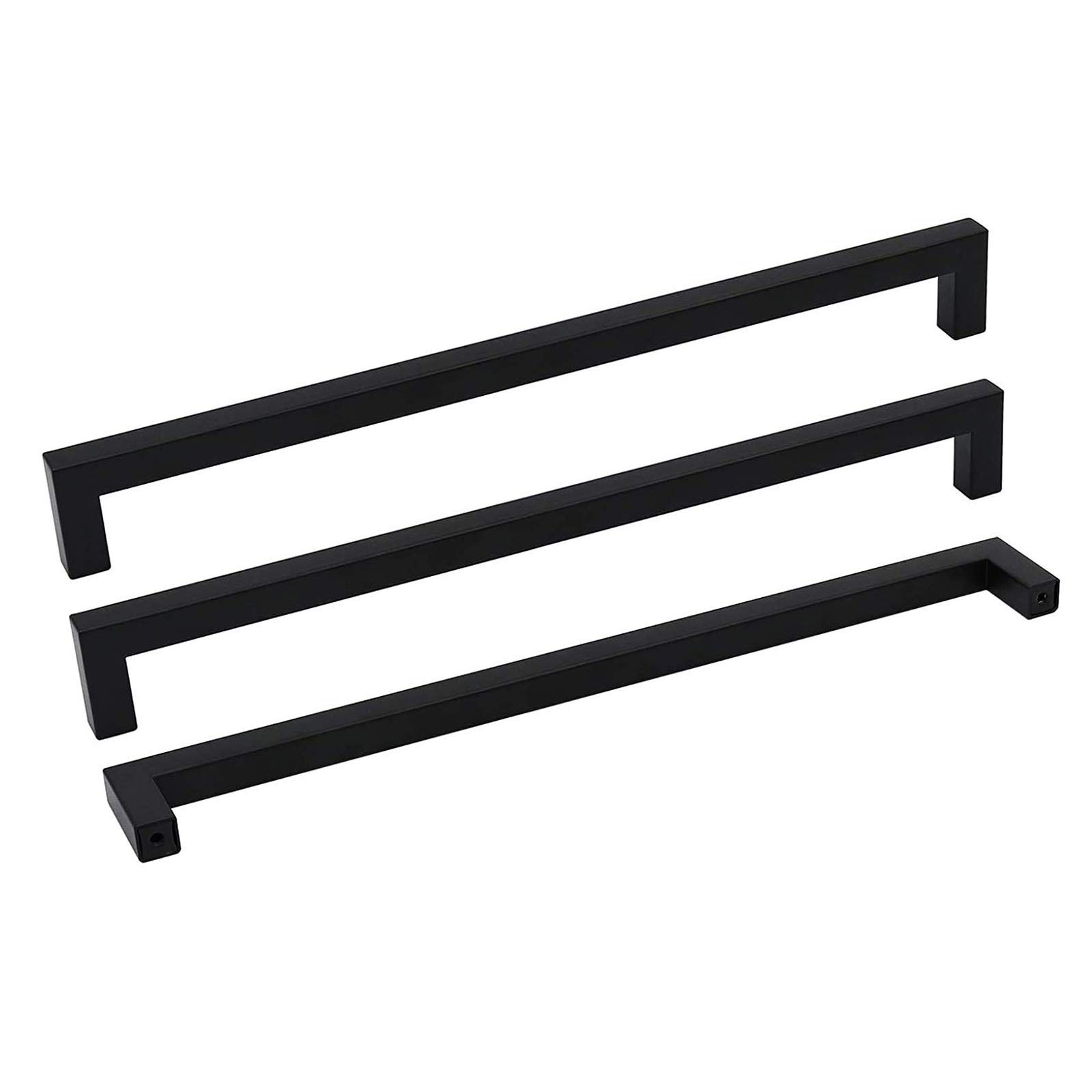GoldenWarm 50 Pack 18 Inch Black Cabinet Pulls - Stainless Steel Modern Drawer Handles for Kitchen Cabinets & Dressers | Durable Hardware for Home & Office Furniture