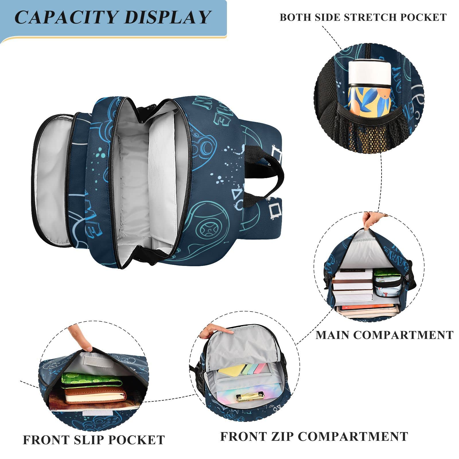 Best Lightweight Joystick Video Game Backpack - Waterproof Laptop Backpack for School, Travel & Gaming with Reflective Stripes - Perfect for Students, Gamers & Daily Commute