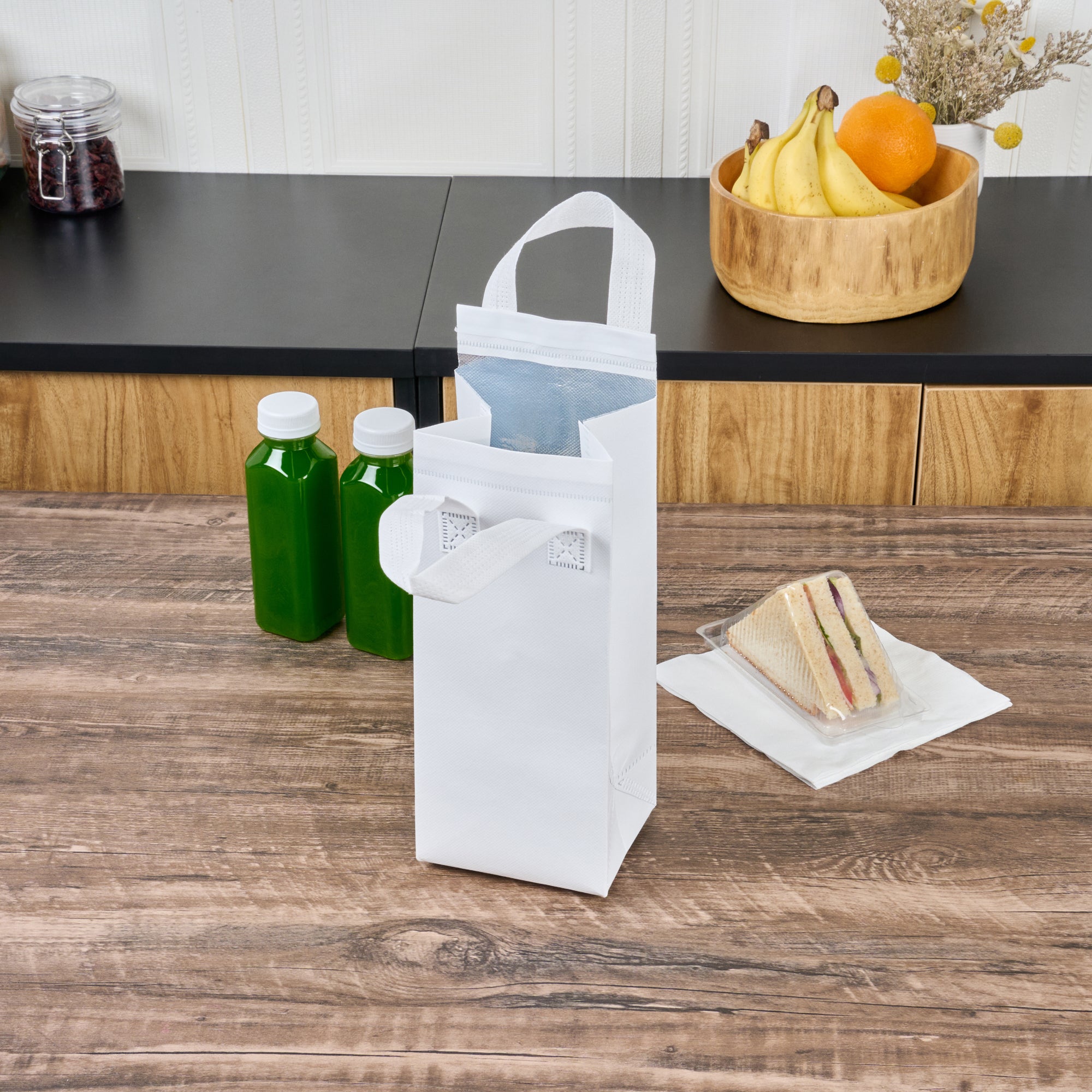 White Insulated Take Out Food Bags - Tamper Evident, 4.75