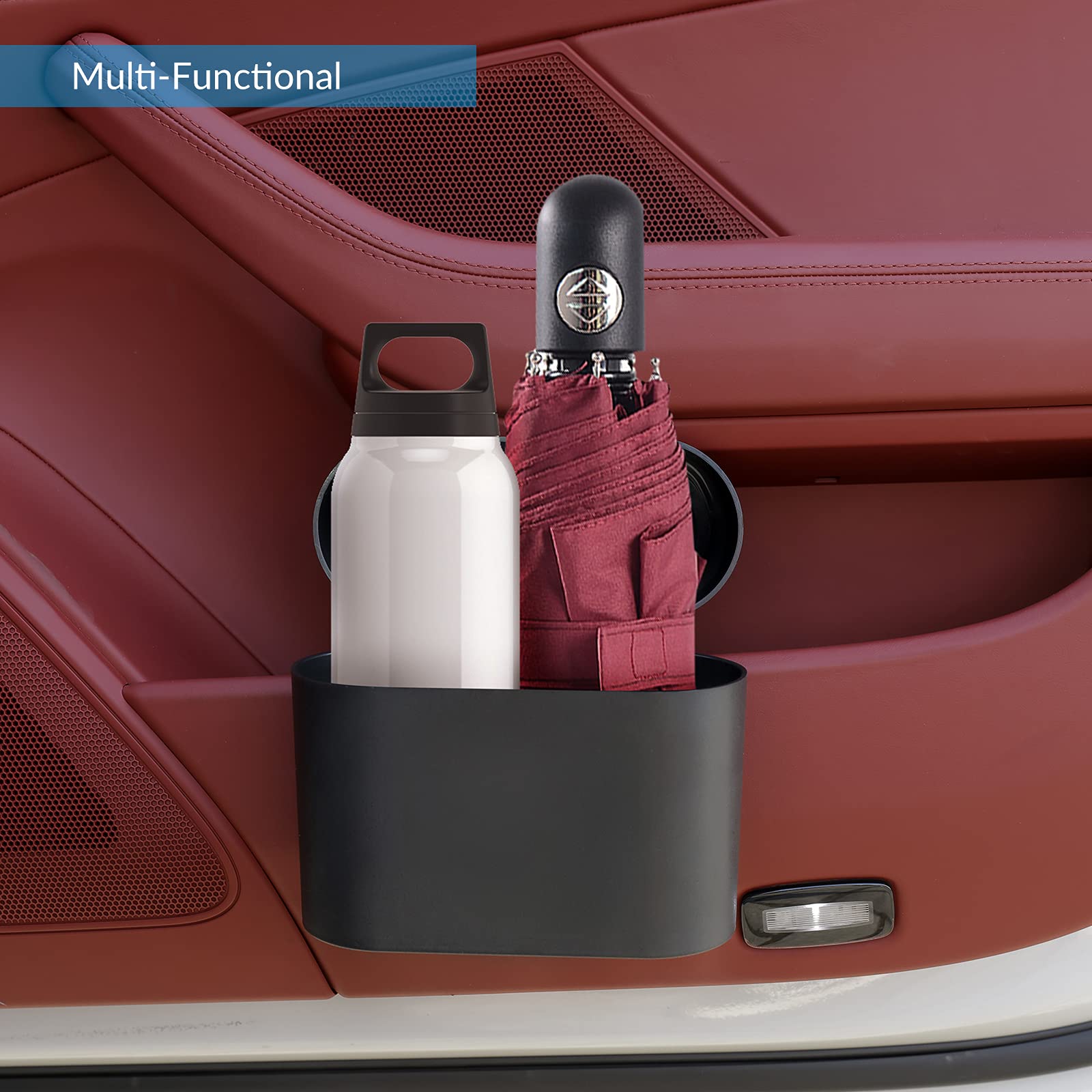 Leakproof Car Trash Can with Lid - Mini Vehicle Garbage Bin with 40 Trash Bags - Auto Trash Container for Car, Home, Office, Kitchen & Bedroom - Perfect for Road Trips, Commuting & Daily Use