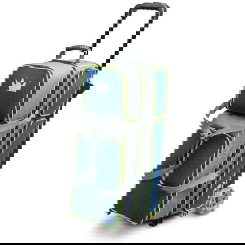 Brunswick Crown Deluxe Triple Roller Bowling Bag - Navy & Lime Color - Perfect for League Play, Tournaments & Bowling Enthusiasts