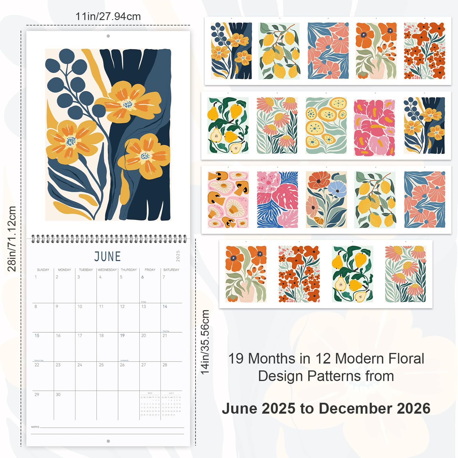 Guasslee 2025-2026 Wall Calendar - 19 Month Vertical Planner (June 2025-December 2026) | 28