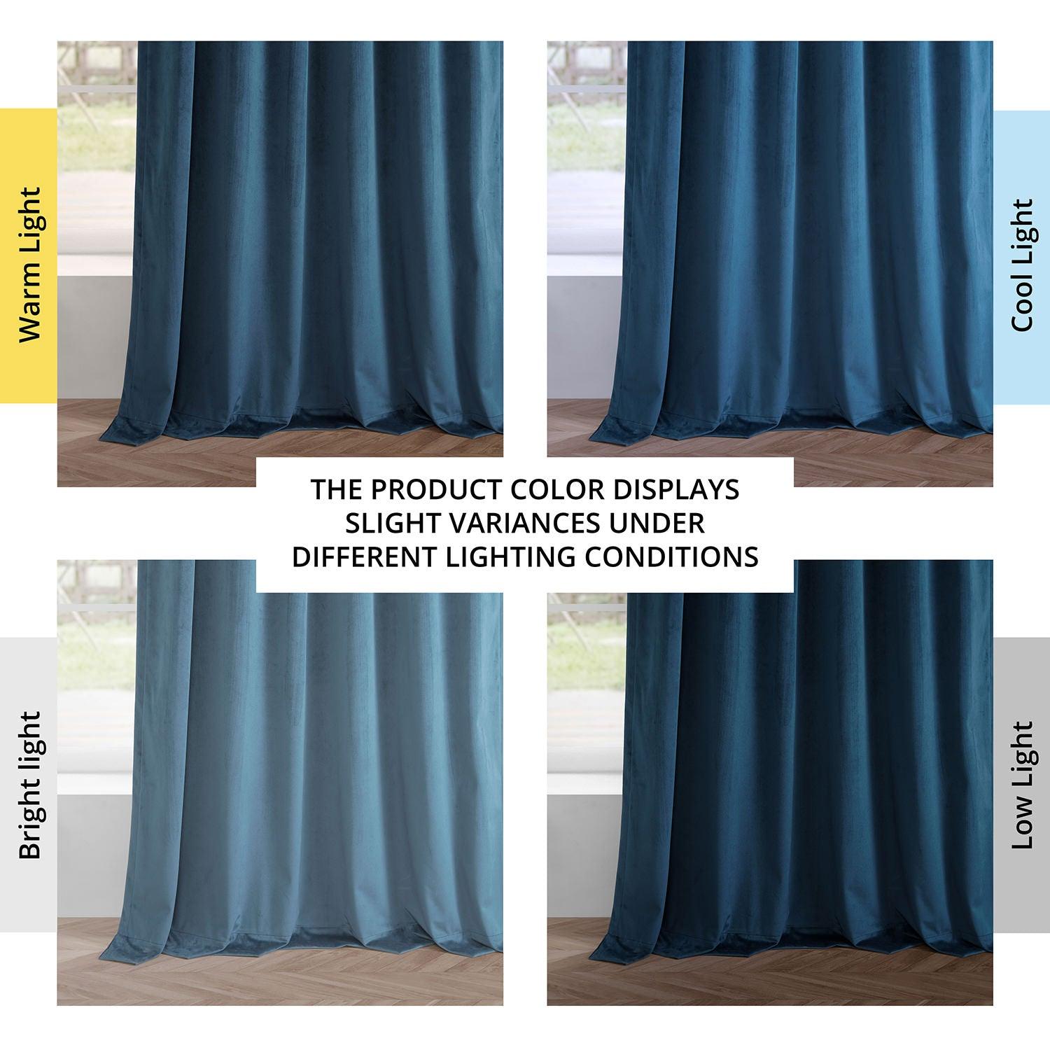 Dark Blue Velvet Blackout Curtains for Bedroom - Thermal Insulated Noise Reducing Drapes (Set of 2 Panels) - Perfect for Home Theater, Nursery & Light Sleepers