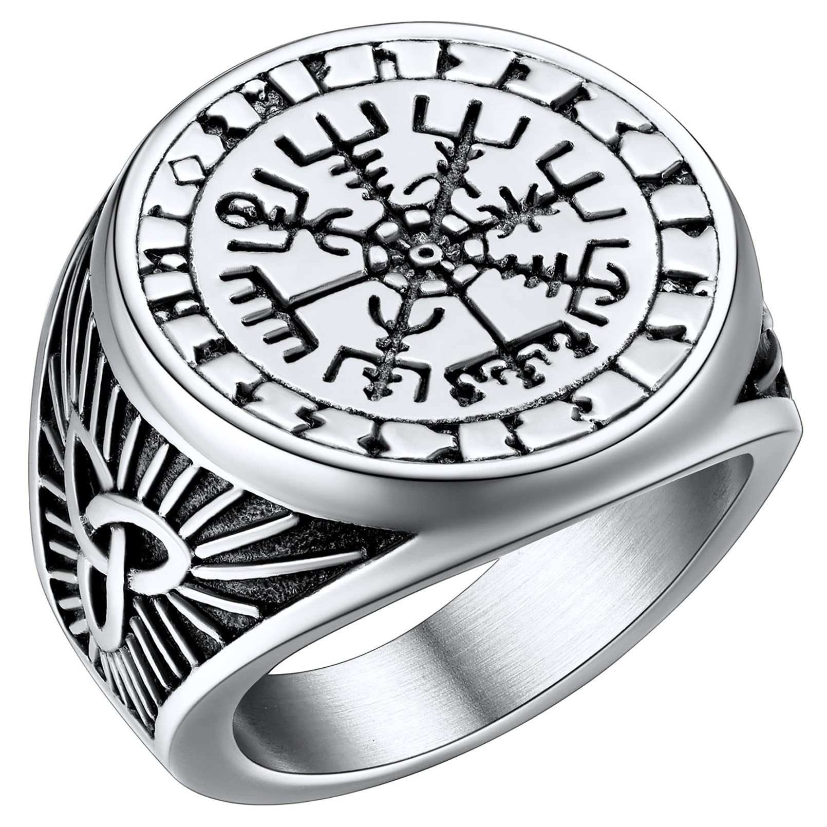 FaithHeart Viking Rings for Men - Norse Runes, Thor Hammer, Valknut Stainless Steel Rings for Everyday Wear