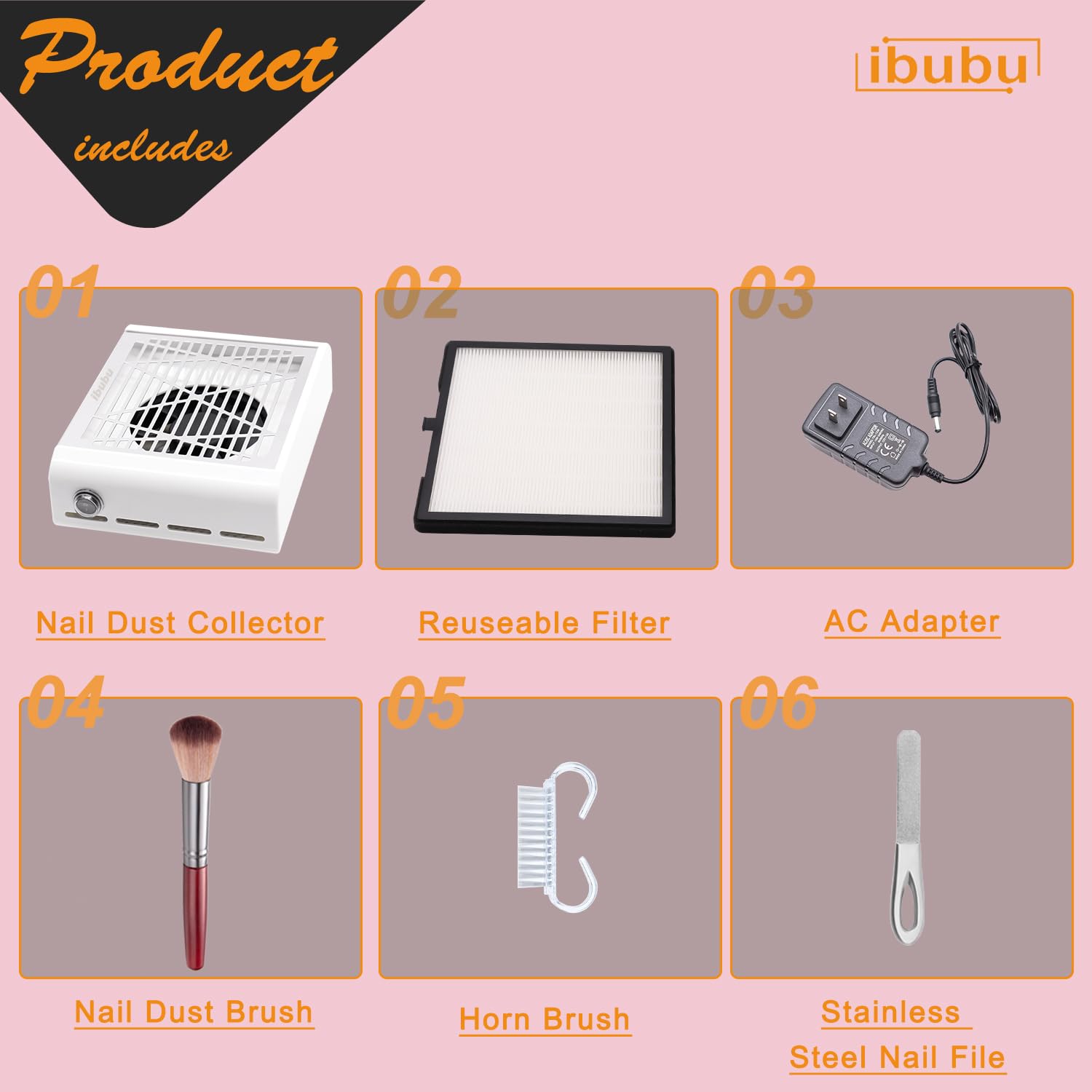 Electric Nail Dust Collector with Strong Suction - Professional Nail Salon Vacuum Cleaner for Acrylic Powder & Dust Extraction | Includes Multiple Nail Tool Kits | Perfect for Manicure, Pedicure & Nail Art Studios (White)