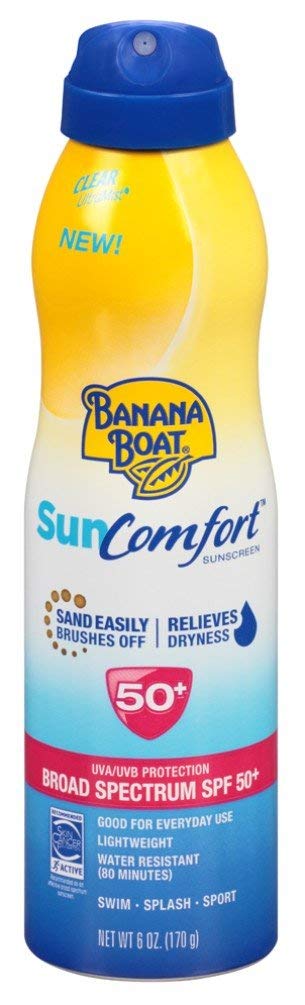 Banana Boat Suncomfort SPF 50 Sunscreen Spray - 6oz Broad Spectrum UVA/UVB Protection, Water Resistant, Lightweight & Non-Greasy for Beach, Pool & Outdoor Activities
