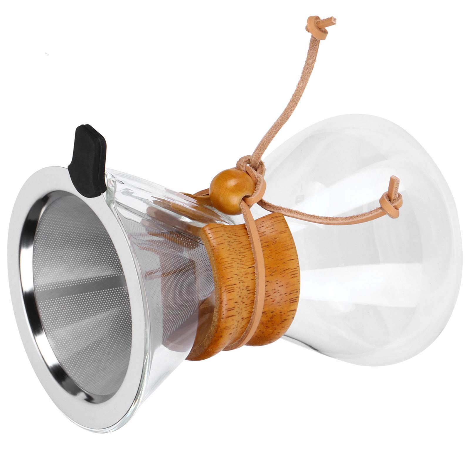 Atyhao 400ml Glass Coffee Maker - High-Temperature Drip Brewing Pot with Stainless Steel Filter for Home & Office Use | Perfect for Pour Over Coffee, French Press Alternative, and Daily Brewing