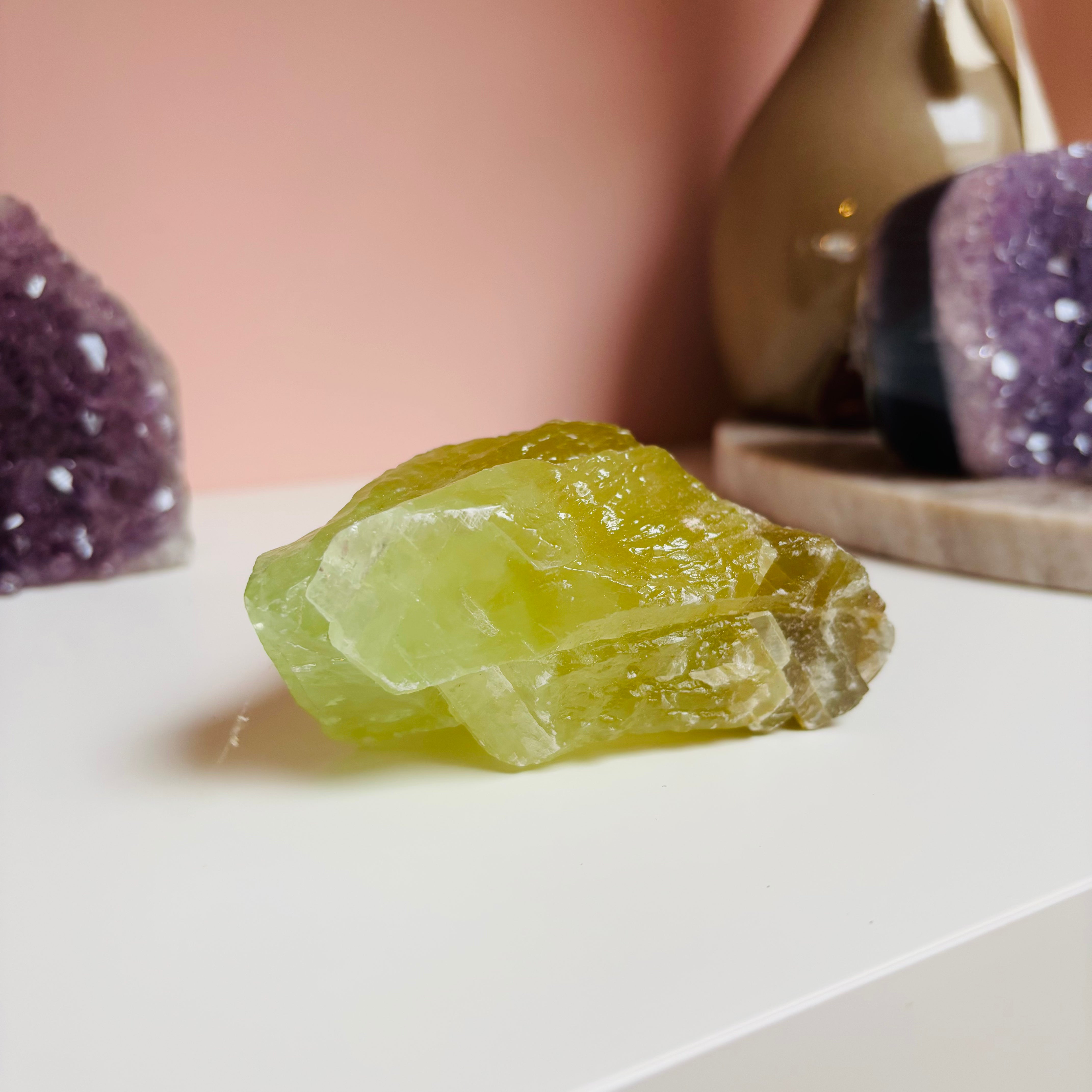 Green Calcite Healing Crystal - Natural Stone for Meditation, Stress Relief & Home Decor | Spiritual Growth & Energy Cleansing