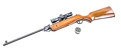 **B1 4.5mm / .177 Caliber Air Rifle with Real Wood Stock - 400-500 FPS, Includes 4x32 Scope & 200 Pellets - Perfect for Target Shooting, Hunting, and Backyard Plinking**