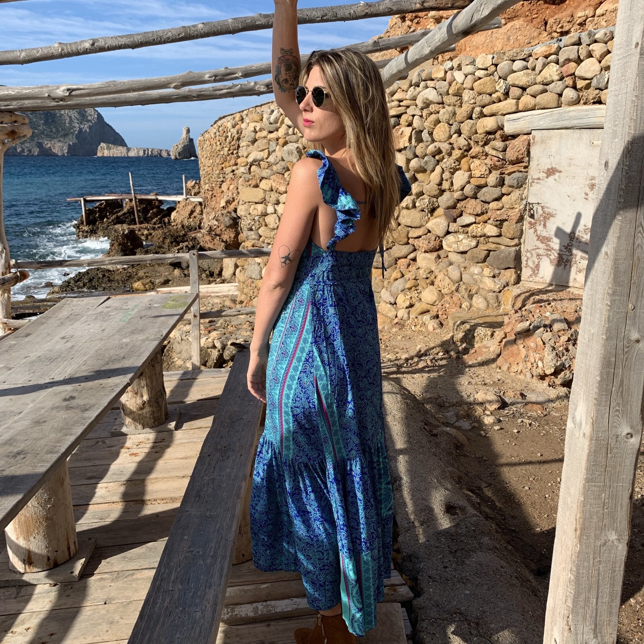 Stylish AUSSIE Silky Turquoise Dress - Perfect for Summer Parties, Beach Vacations & Casual Outings