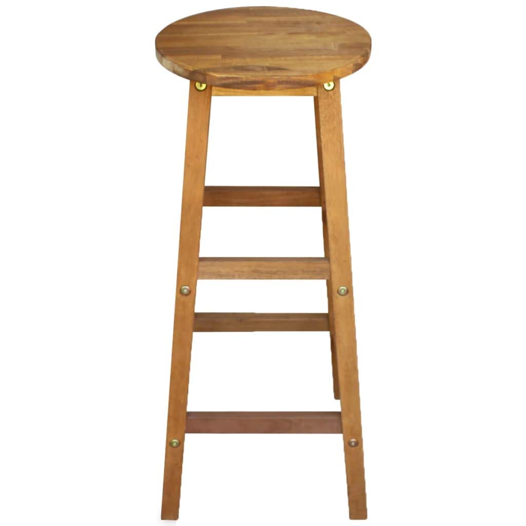 2 Pack Round Solid Acacia Wood Bar Stools - Backless Counter Height Kitchen Stools with Footrest for Dining Room, Bistro & Cafe - Perfect for Breakfast Bars, Kitchen Islands & Home Decor
