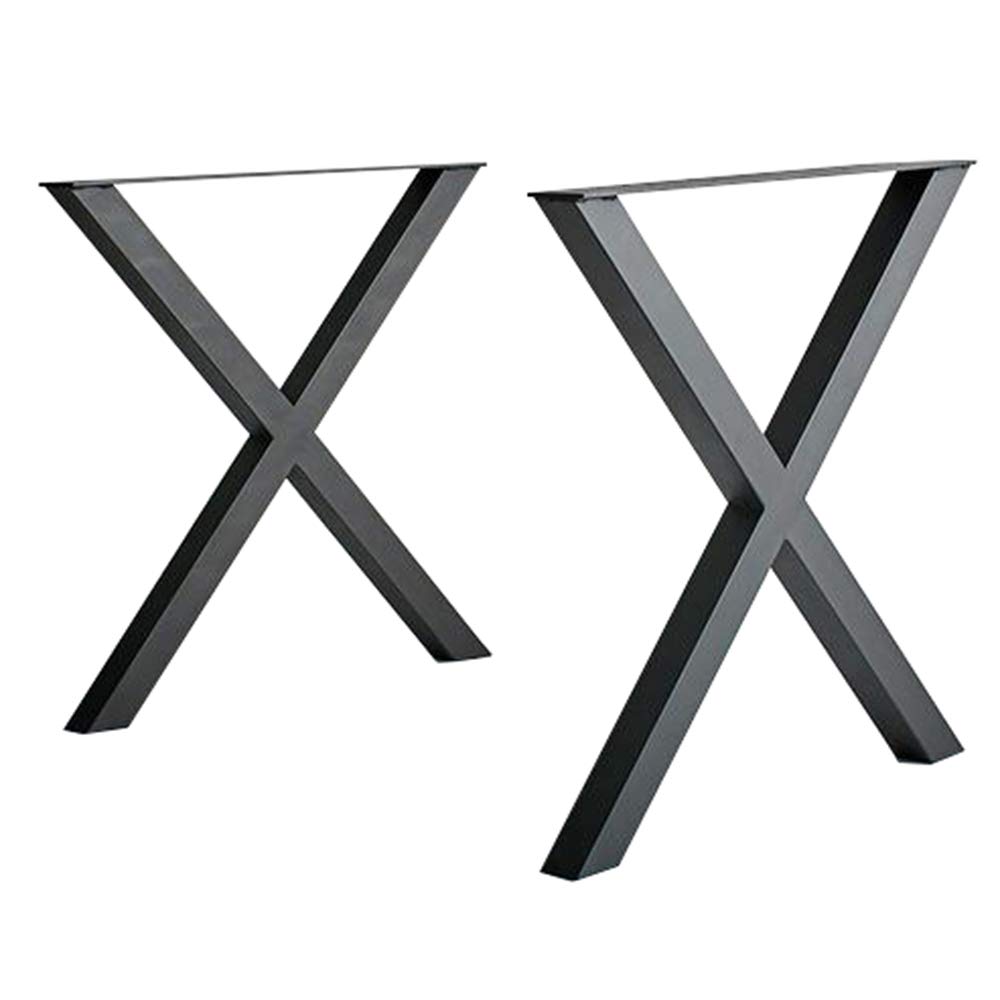 Heavy Duty Black Metal X-Shaped Table Legs - 24x28 Inches (60x70cm) Industrial Desk & Bench Legs for Dining, Coffee, Bar & Office Furniture - Set of 2 - Perfect for Modern Home, Restaurant & Workspace Decor