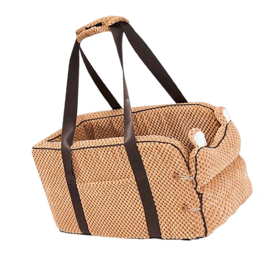 CALANDIS Soft-Sided Dog Car Carrier - Non-Slip Pet Booster Seat & Travel Crate for Small to Medium Dogs | Car, SUV & Home Use | Brown