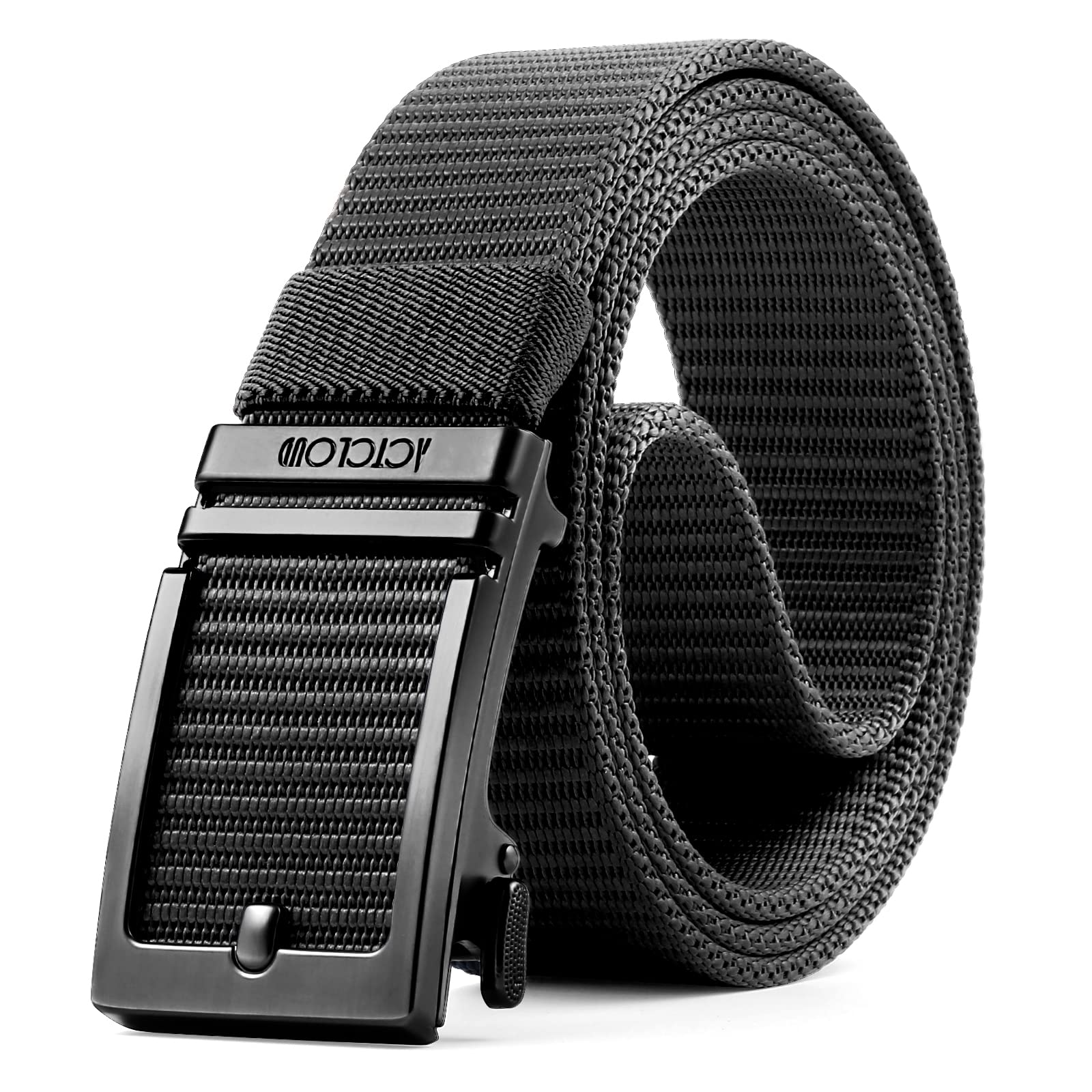 Men's Ratchet Tactical Belt - Automatic Slide Buckle Nylon Web Gun Belt for Golf, EDC & Outdoor Activities | Durable Adjustable Waistband for Work, Hiking & Range Use