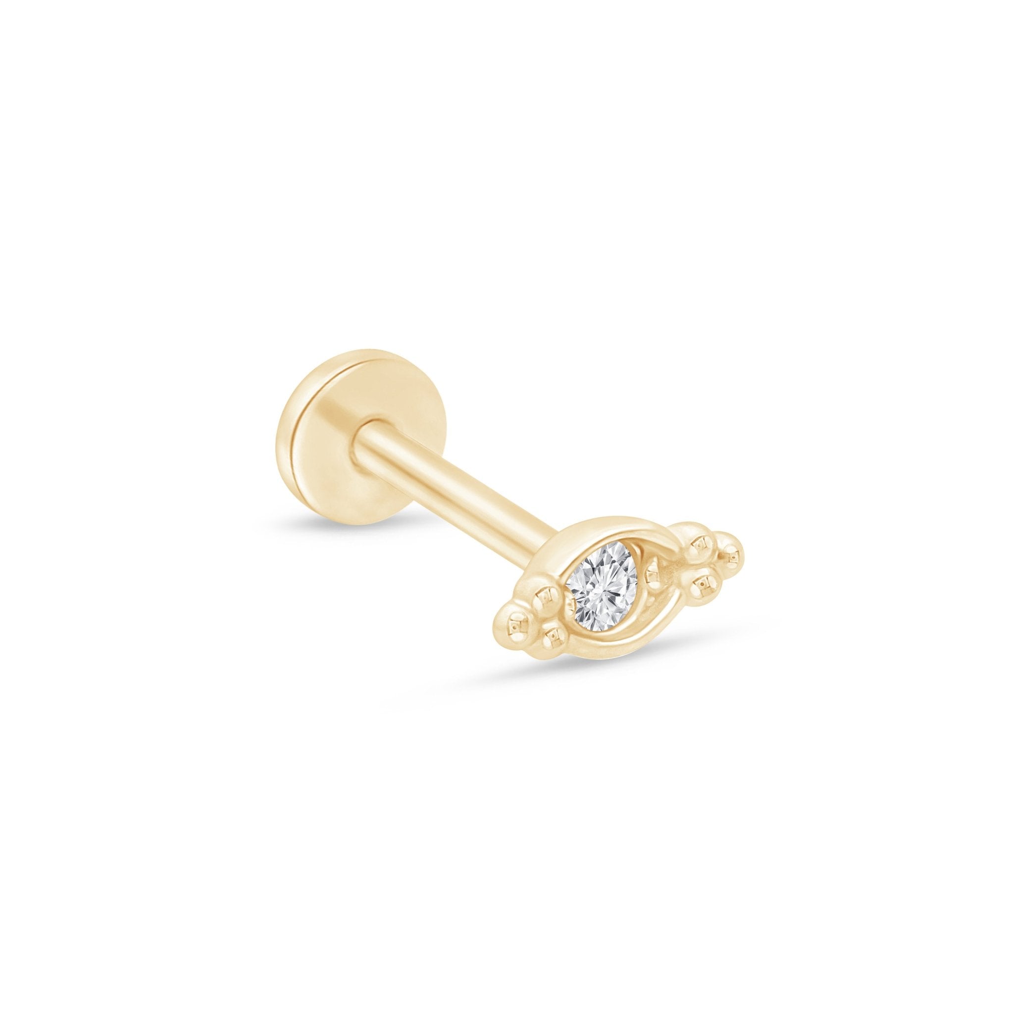 14k Yellow Gold Beaded Marquise Diamond Evil Eye Stud Earrings - Protection Jewelry for Women, Gift for Her, Perfect for Everyday Wear & Special Occasions