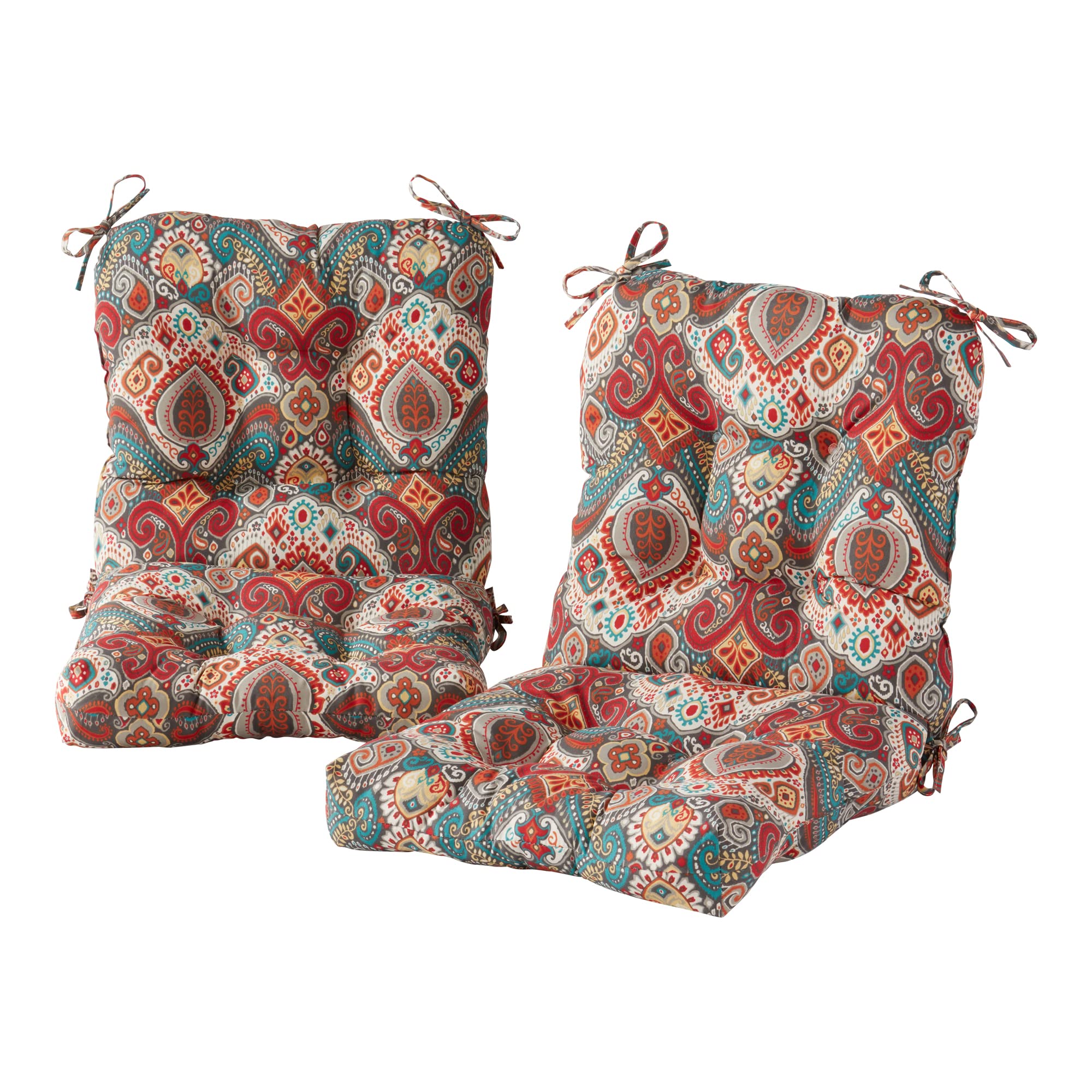 Greendale Home Fashions Outdoor Chair Cushions Set of 2 - Waterproof Patio Seat & Back Cushions for Garden, Deck, Poolside - Painted Desert Design (2-Pack)