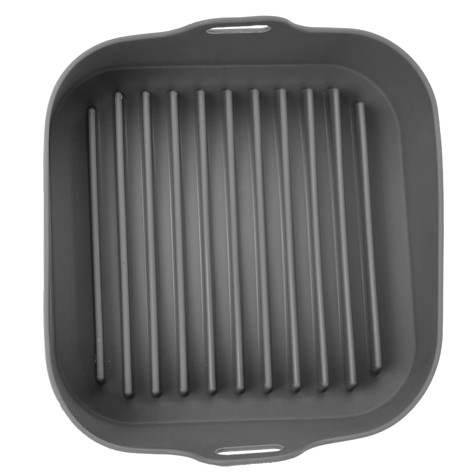 Silicone Air Fryer Basket Replacement - 10 Inch Non-Stick Pot for Microwave, Steamer & Rice Cooker - Durable & Easy to Clean (Grey) - Perfect for Healthy Cooking, Meal Prep & Quick Reheating
