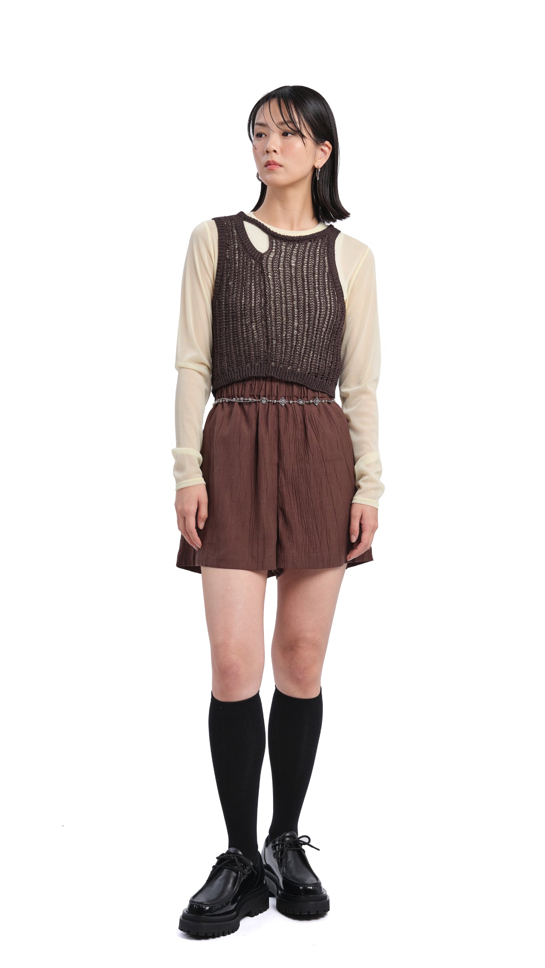 Elegant Mock Neck Sheer Top for Women - Trendy Semi-Transparent Blouse for Casual Wear & Night Out