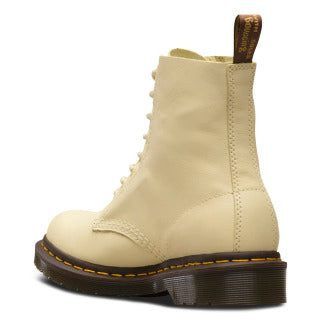 Dr. Martens 1460 Pascal Virginia Leather Boots in Pastel Yellow - Unisex Classic 8-Eye Boot for Punk, Rock & Casual Outfits
