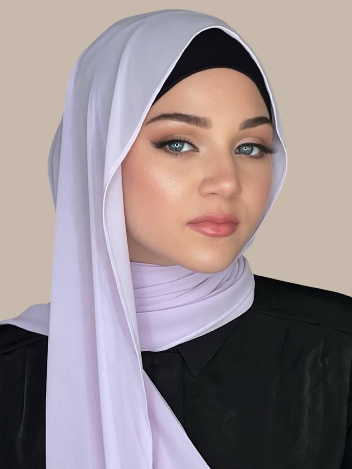 Luxury Chiffon Hijab Scarf - Soft Lilac Muslim Headscarf for Women - Perfect for Prayer, Daily Wear & Special Occasions