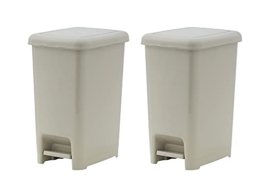 Superio 6.5 Gallon Slim Step-On Trash Can with Lid - Greige - Foot Pedal Garbage Bin for Kitchen, Bathroom, Office, Bedroom, Dorm & Patio - Perfect for Small Spaces & Waste Disposal Needs