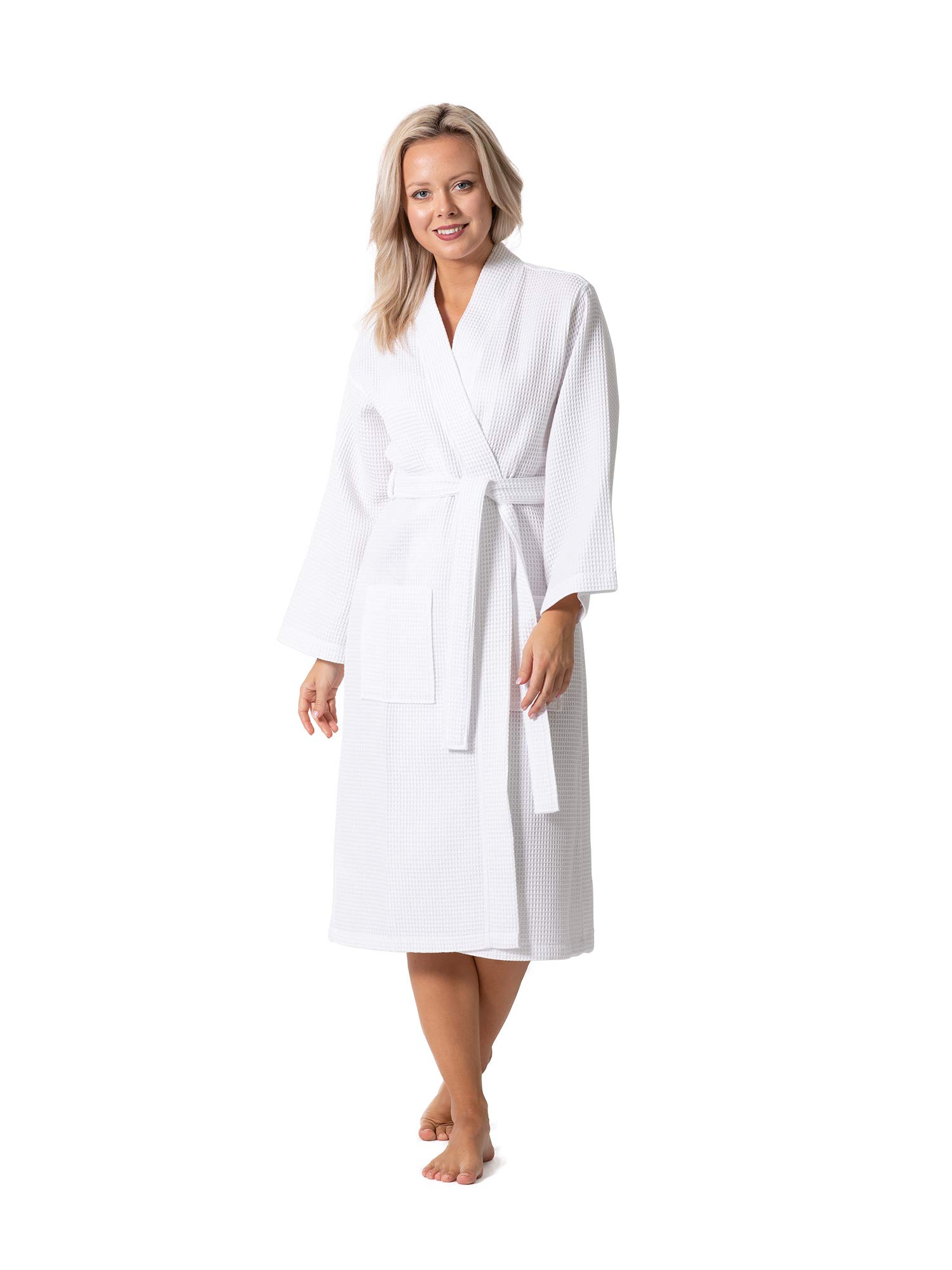 Premium Turkish Linen Waffle Knit Kimono Robe for Women - Lightweight & Quick Dry Spa Bathrobe - Soft & Breathable Loungewear for Home, Beach, and Relaxation