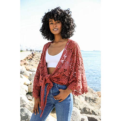 Elegant Women's Crochet Floral Petal Kimono Wrap - Lightweight Summer Cover Up for Beach, Pool, or Boho Outfit