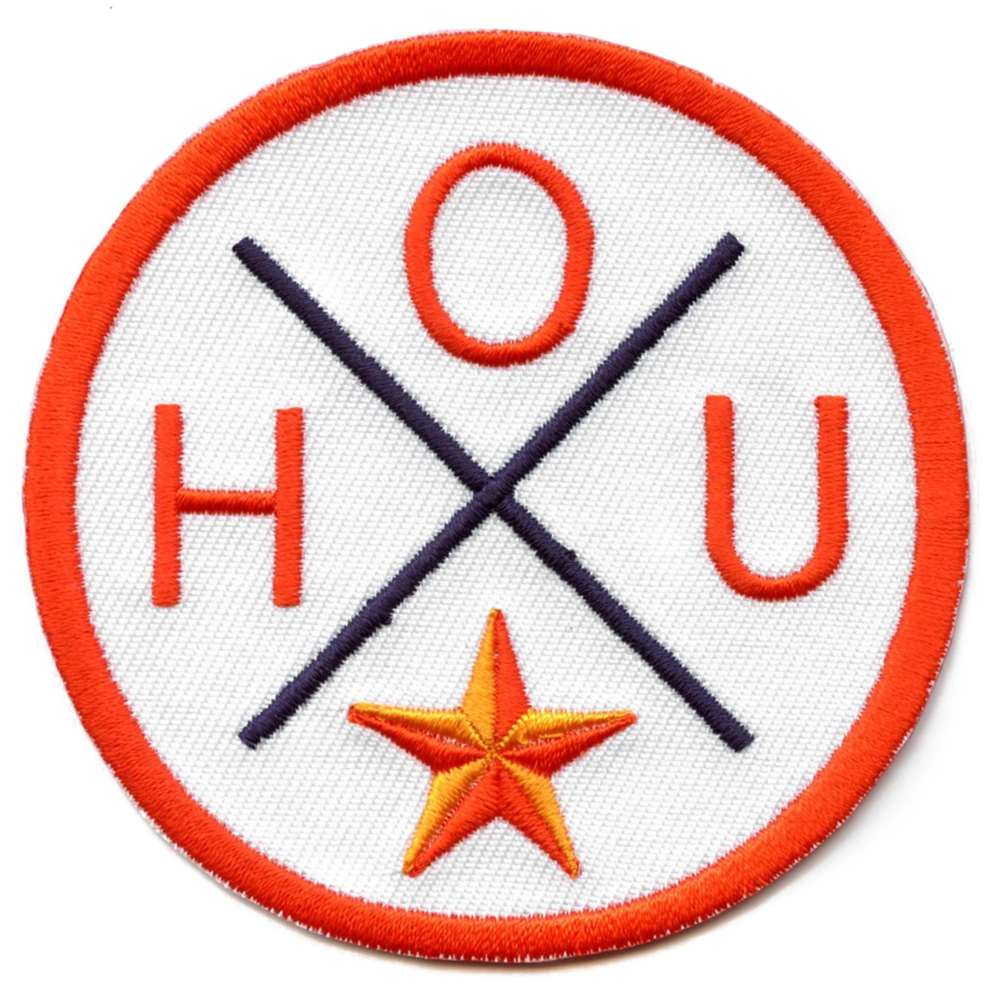 Houston Round HOU Embroidered Iron On Patch - Customizable for Jackets, Hats, Bags & DIY Crafts