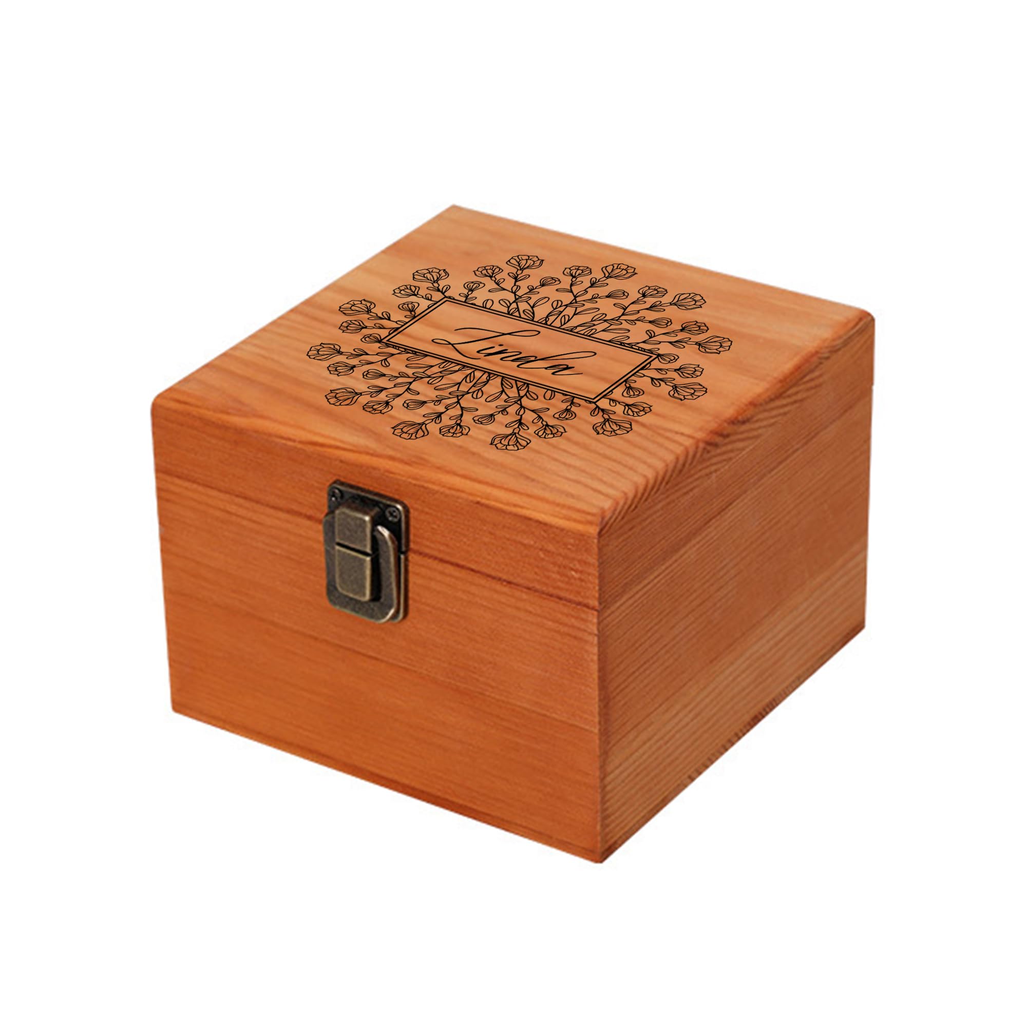 Personalized Wooden Memory Box with Custom Name - Handmade Decorative Storage Box with Lid - Unique Gift for Women & Men - Perfect for Christmas, Birthday, Anniversary, Wedding & Graduation - Great for Storing Photos, Jewelry & Keepsakes
