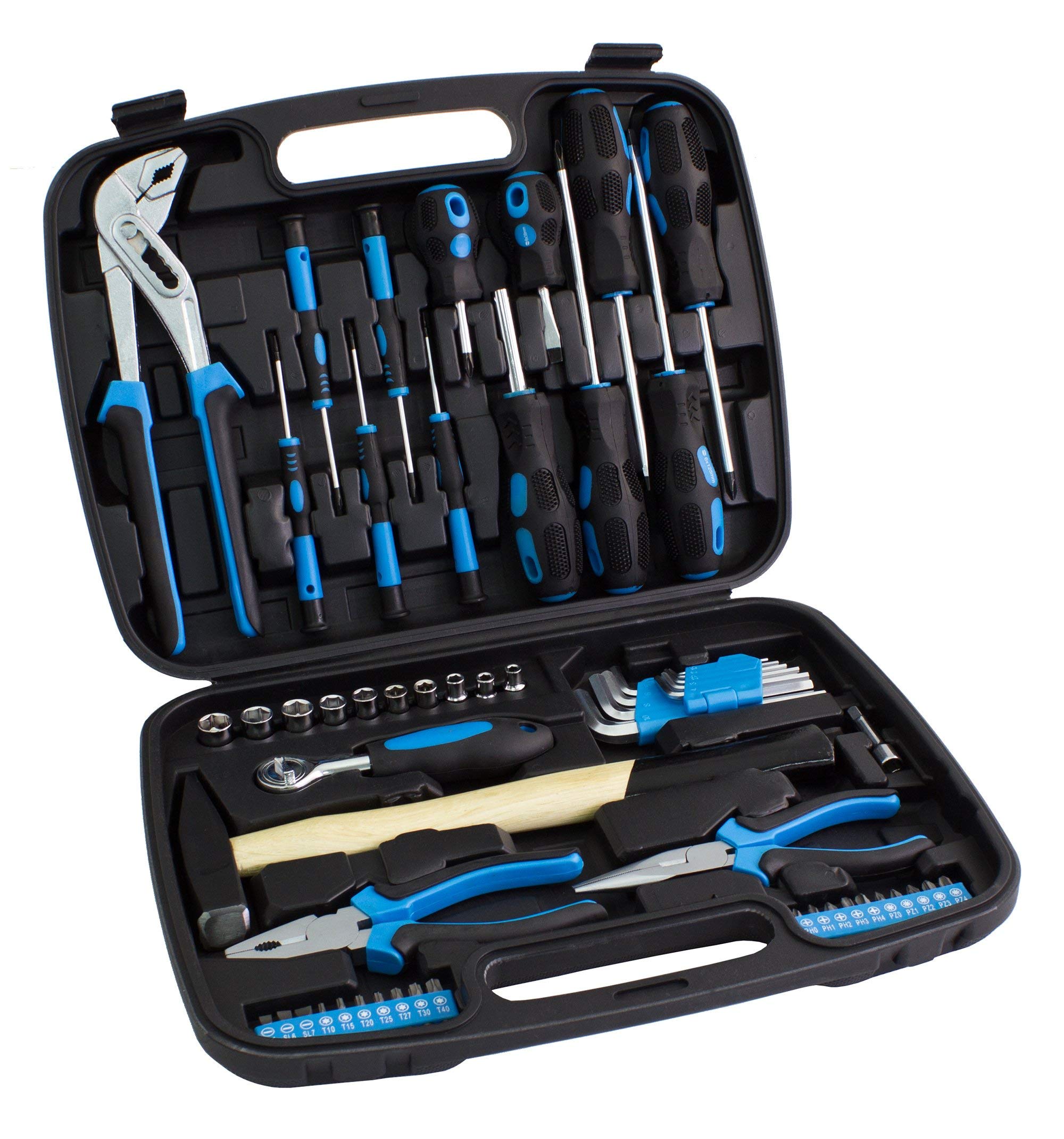 57-Piece Tool Kit with Carry Case - Hammer, Screwdriver, Socket Set & More for DIY Projects, Home Repairs, and Automotive Maintenance