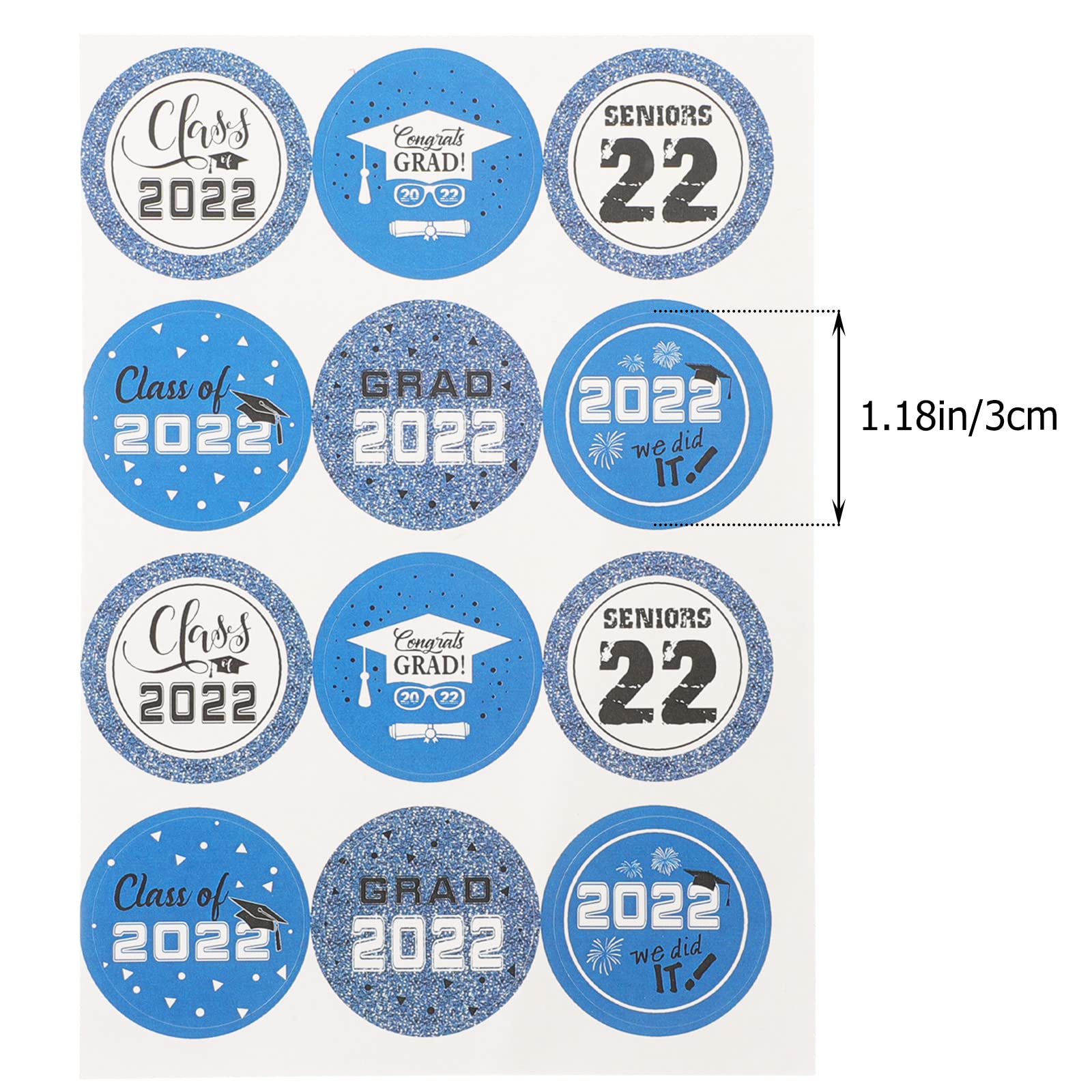 LUOZZY Blue Graduation Stickers - 15 Sheets Class of 2022 Stickers, Congrats Grad Labels, Envelope Seals & Candy Stickers for Graduation Party Decorations, Diploma Covers & Gift Wrapping