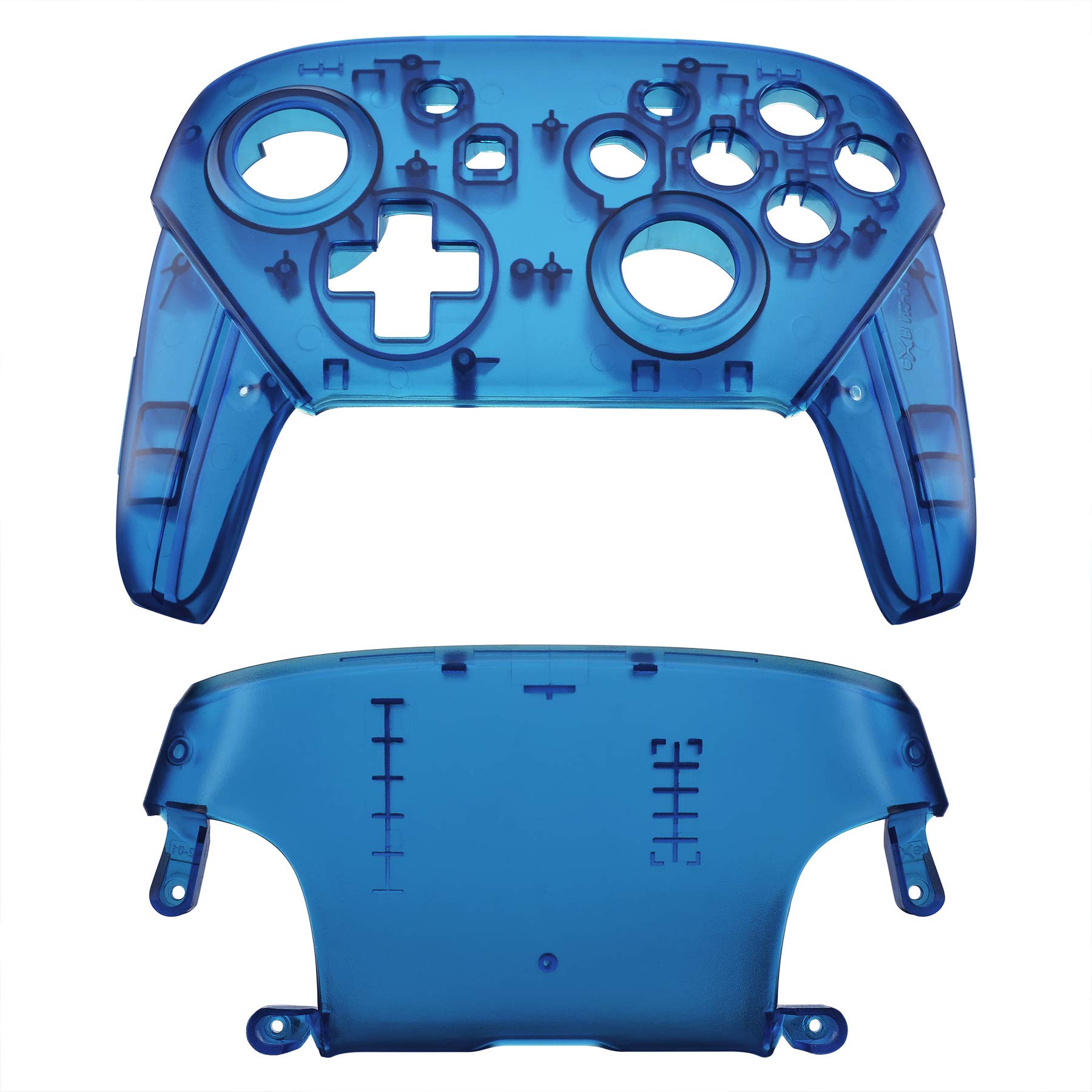 eXtremeRate Transparent Blue Faceplate & Backplate Replacement Shell for Nintendo Switch Pro Controller - DIY Customization Kit (Controller Not Included) - Perfect for Gaming Enthusiasts & Modders