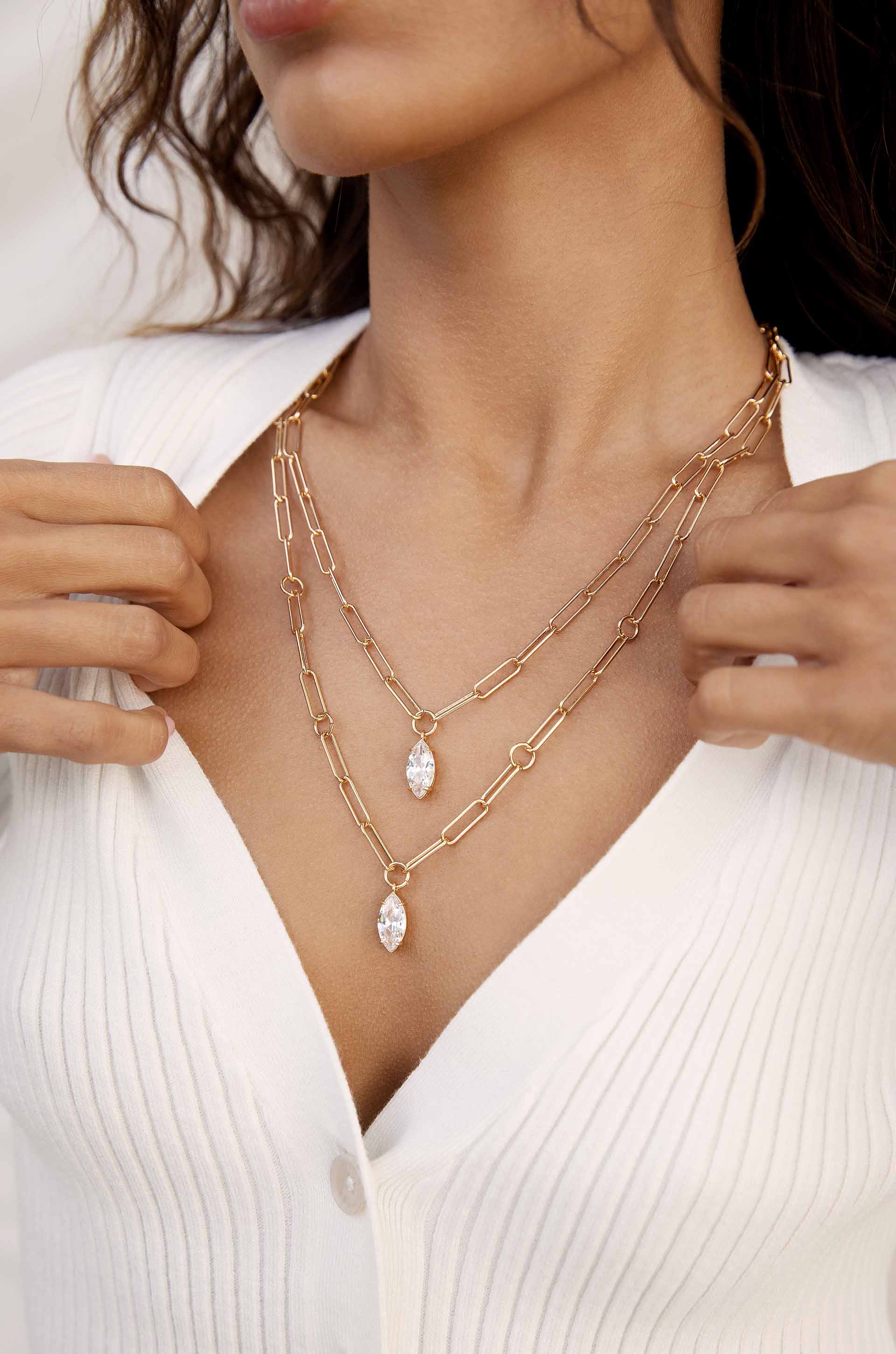 Elegant Double Layered Crystal Pendant Necklace for Women - Perfect for Weddings, Parties & Everyday Wear