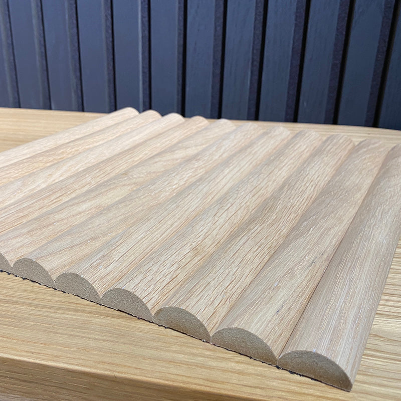 WOODFLEX Flexible Wooden Slat Under Bench Counter Panel - Oak Veneer 900mm x 600mm Half Round for Kitchen Islands & Bar Counters