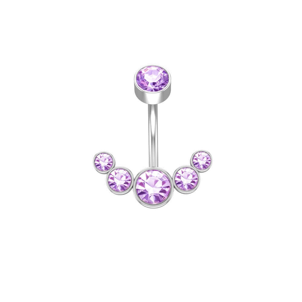 Czech Diamond Navel Ring - Premium 316L Surgical Steel Belly Button Ring | WH6012 for Body Piercing Jewelry & Belly Dance Accessories
