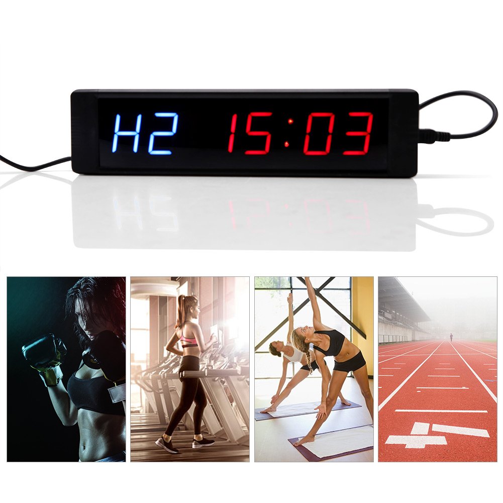 Jadpes Gym Timer - LED Display Programmable Interval Timer with Remote for CrossFit, HIIT, Boxing & Home Workouts | Countdown Clock for Fitness Training & Wall Mount
