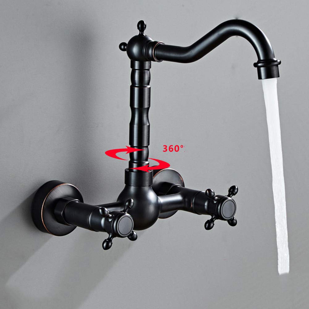 Brass Wall Mount Kitchen Faucet - Hot & Cold Water Rotating Tap for Sink, Washbasin & Bathroom | Perfect for Modern Homes, Restaurants & Commercial Spaces