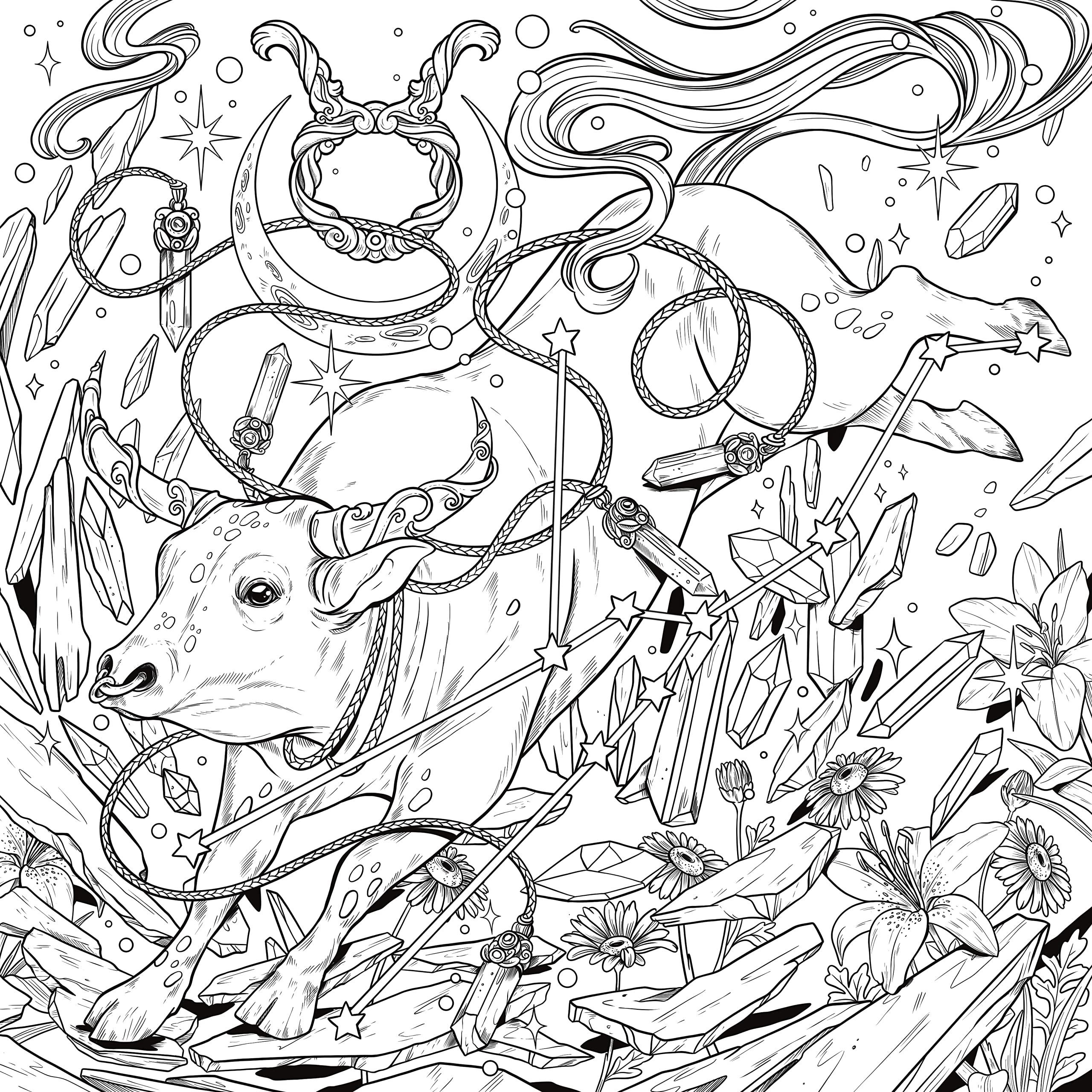 Mythographic Coloring Book - Cosmic Spirit: Tarot, Astrology & Mystical Symbols for Adults | Stress Relief, Meditation & Creative Art Therapy