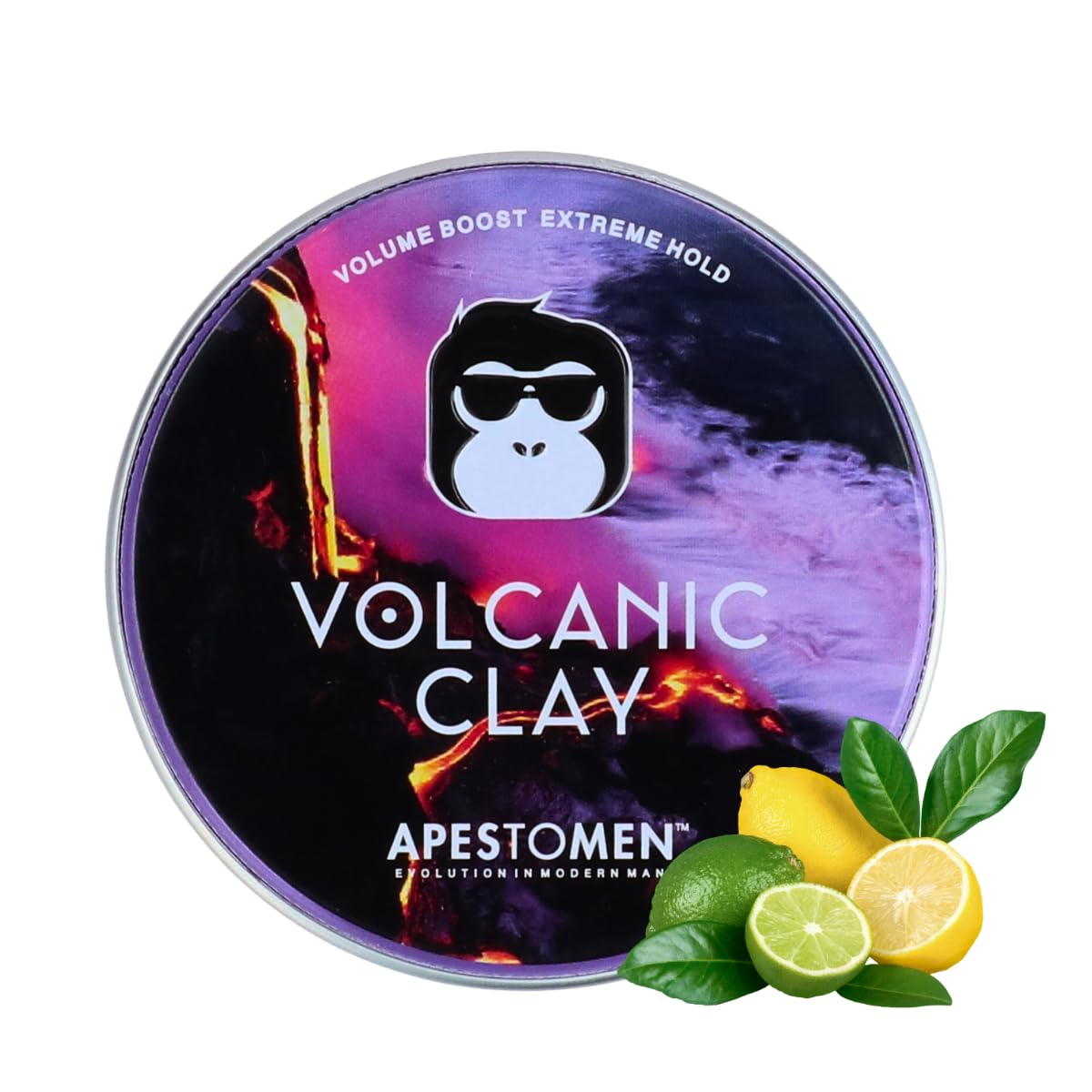 Apestomen Volcanic Clay for Men - Strong Hold Matte Finish Hair Styling Clay (2.7oz) - Works on Straight, Thick & Curly Hair - Perfect for Pompadour, Quiff & Slick Back Hairstyles - Great for Daily Use, Weddings & Professional Events
