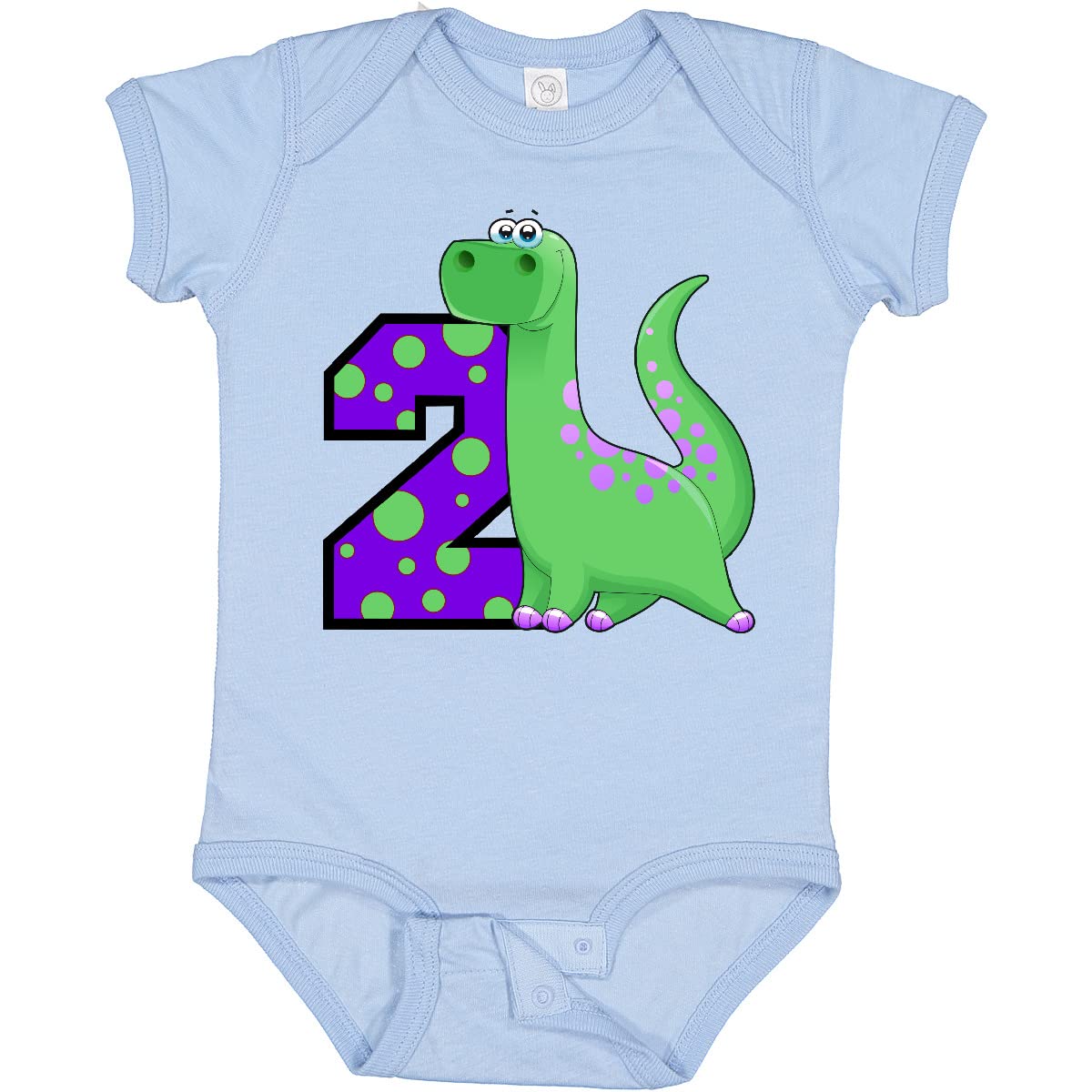 Inktastic 2nd Birthday Dinosaur Baby Bodysuit - Cute Dino Outfit for Toddler Boys & Girls - Perfect for Birthday Parties, Photo Shoots & Playdates