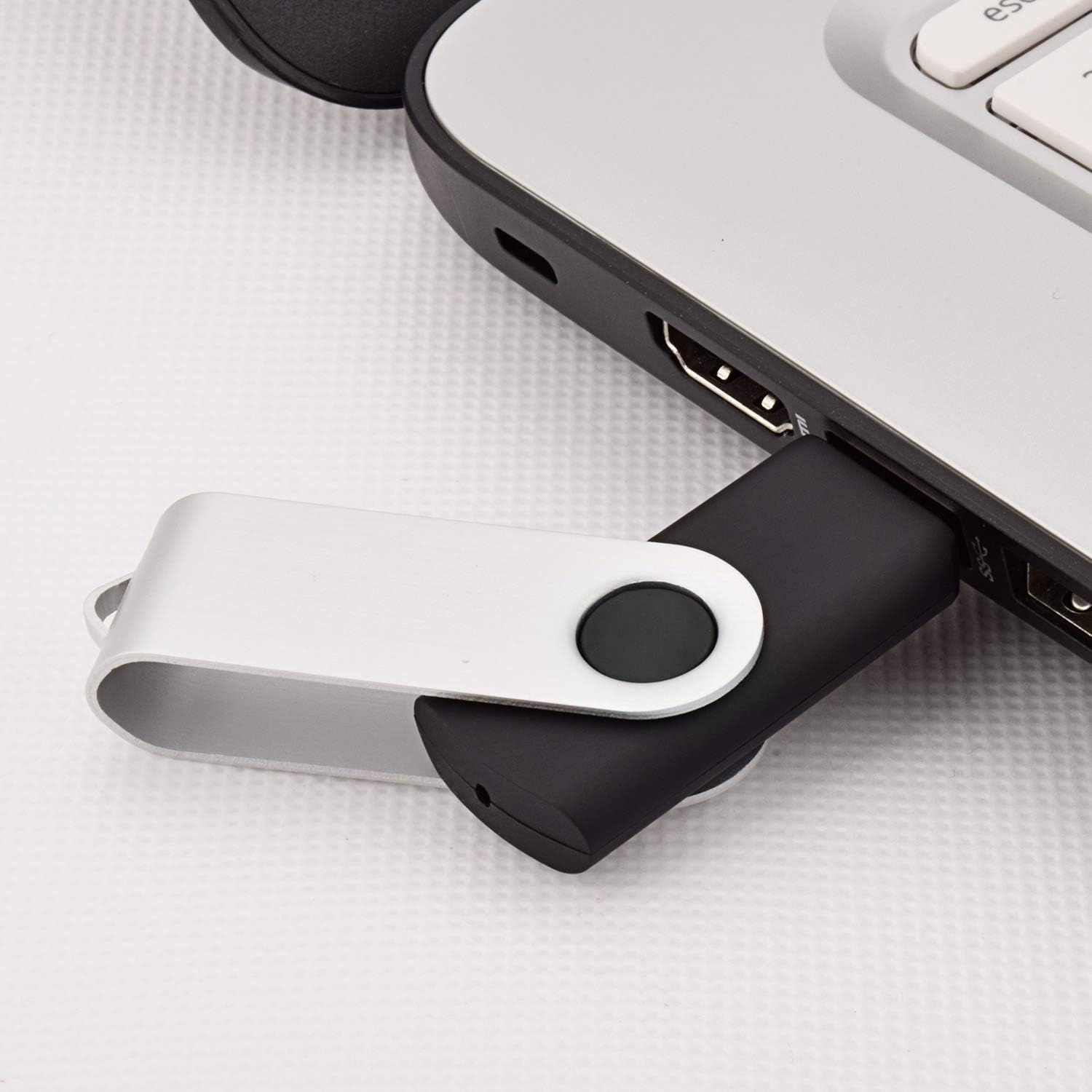 KEXIN 100 Pack 8GB USB Flash Drives Bulk - Swivel Design Thumb Drives Memory Sticks USB 2.0 Black - Perfect for School, Office, Business, Data Storage & Bulk Gifting