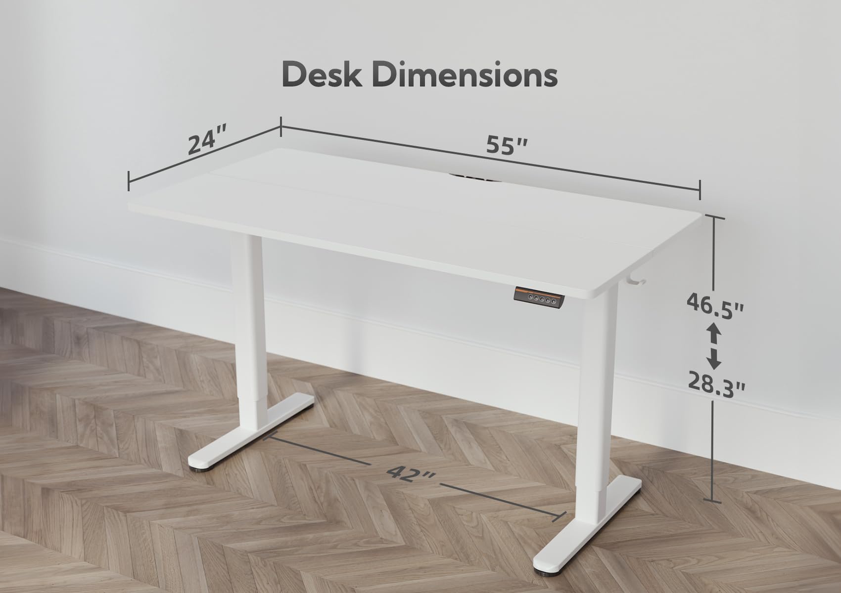 YDN Electric Standing Desk - 55x24 Inch Adjustable Height Sit Stand Desk with Splice Board, White Top for Home Office | Ergonomic Workspace Solution for Remote Work & Gaming Setup