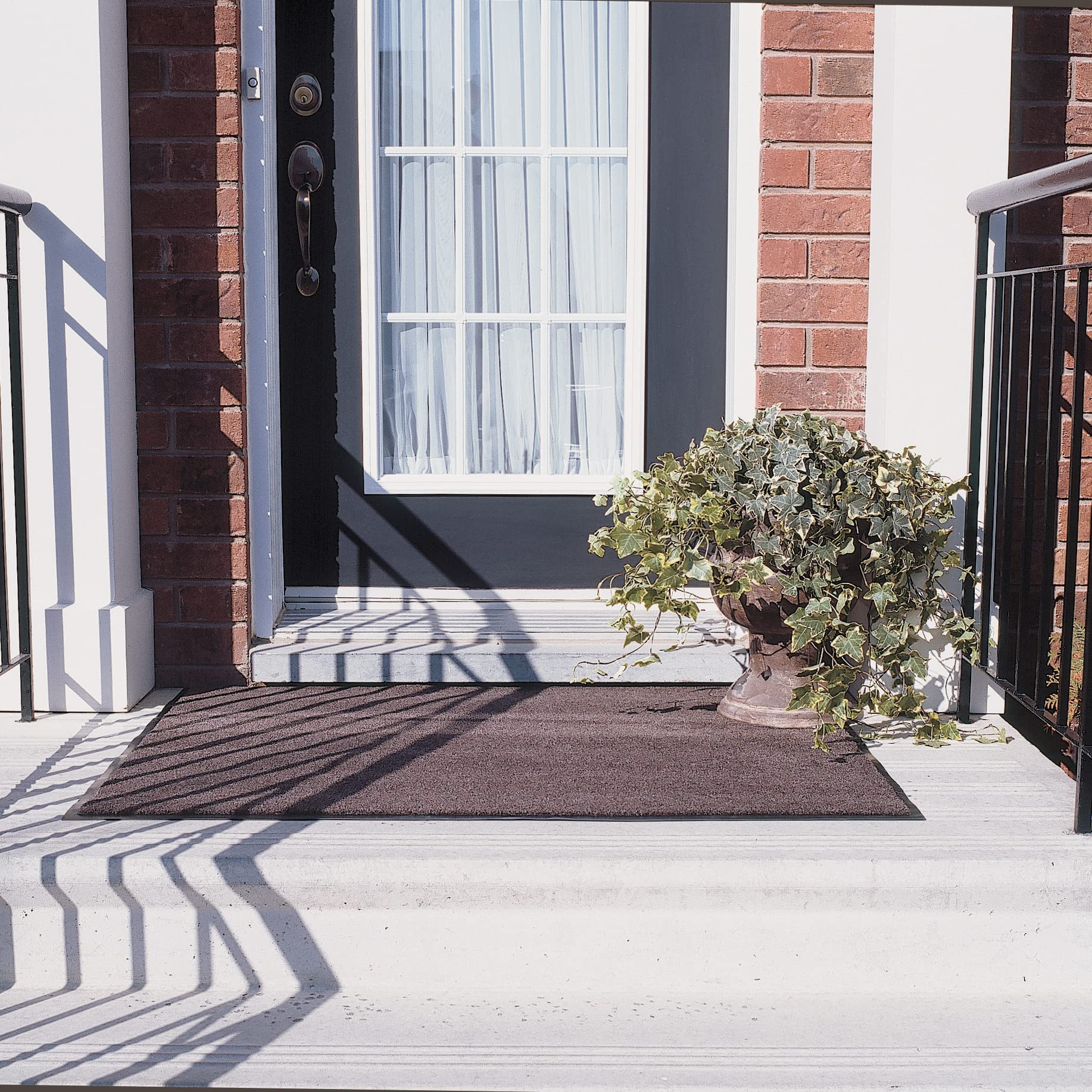 Heavy Duty Waterproof Non-Slip Runner Rug - 3'x4' Indoor/Outdoor Utility Mat with Plush Pile & Vinyl Back - Pack of 2 Brown Rugs for Doorway, Hallway, Commercial Spaces & Retail Stores - Perfect for High Traffic Areas, Entrances & Wet Locations