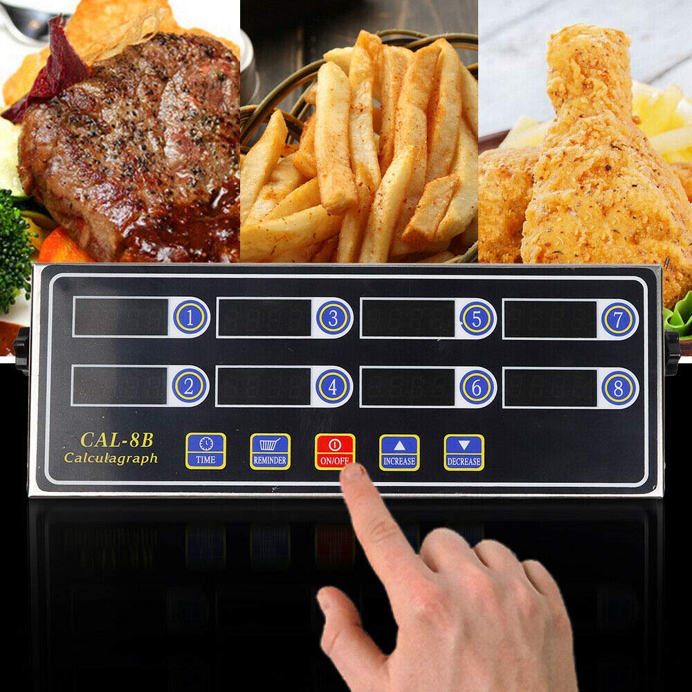 8-Channel Digital Kitchen Timer with Loud Alarm - Commercial Cooking Timer for Boiling Eggs, Baking, Restaurants & Multi-Tasking - Perfect for Meal Prep, Cooking Classes & Professional Kitchens
