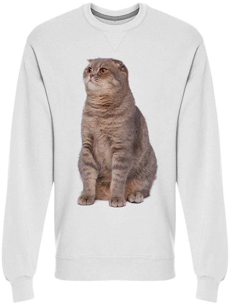 Big Cute Cat Side Glance Graphic Sweatshirt for Men - Soft Cotton Pullover Hoodie for Casual Wear, Street Style & Cat Lovers
