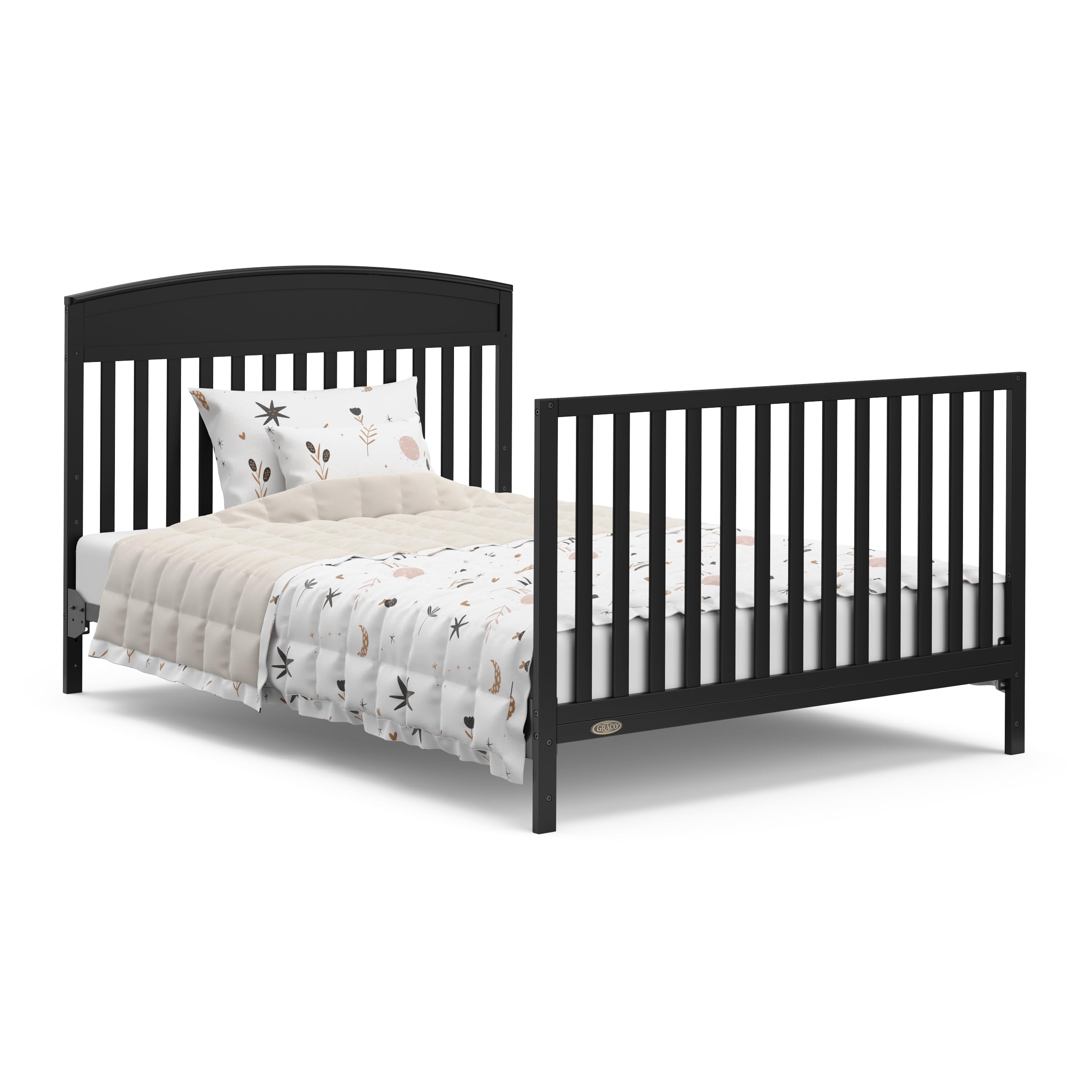 Graco Benton 5-in-1 Convertible Baby Crib with Storage Drawer (Black) - Converts to Toddler Bed, Daybed & Full Size Bed | Adjustable Mattress Base | Fits Standard Full Crib Mattress | Perfect for Nursery, Kids Room & Guest Bedroom